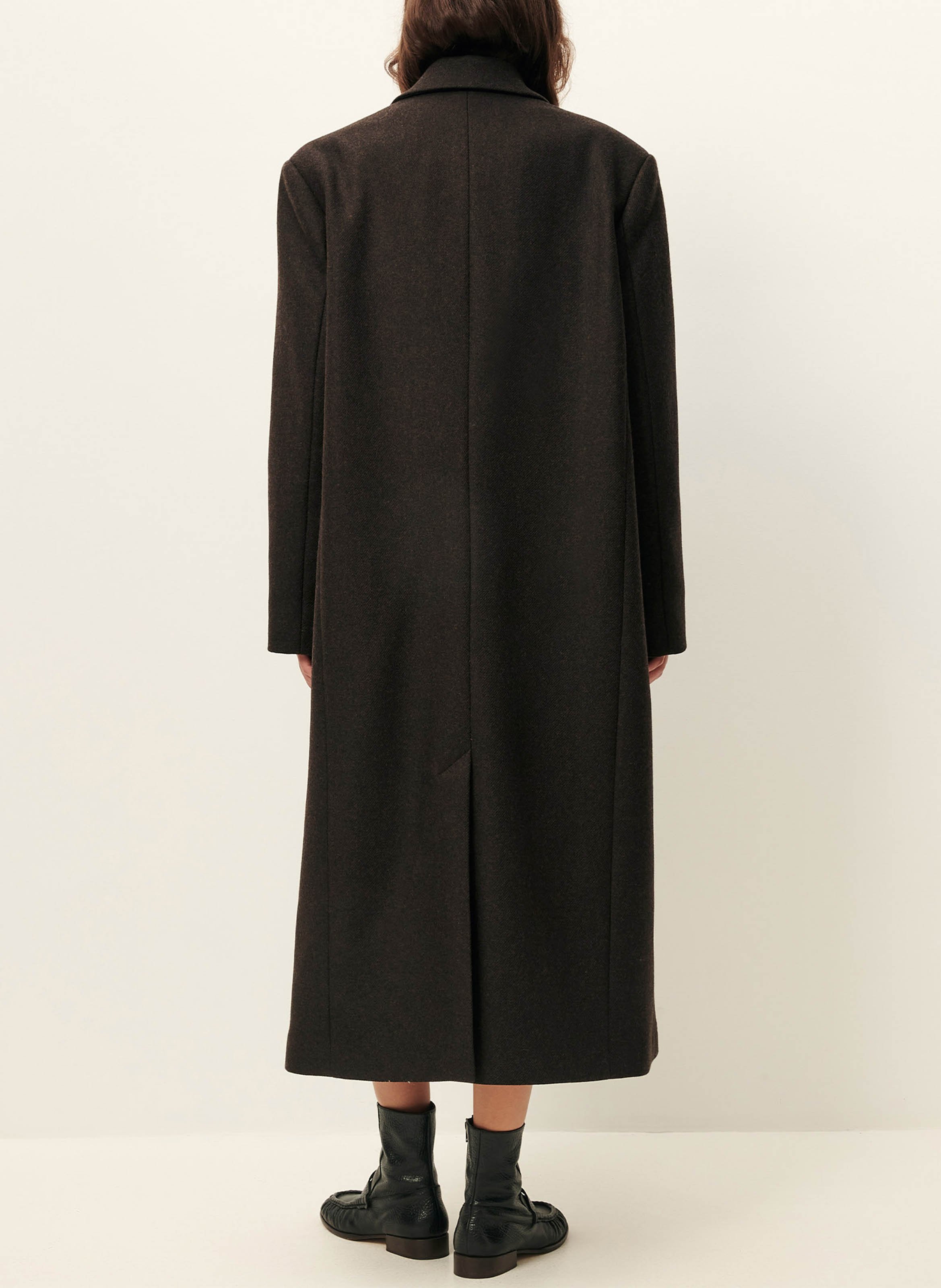 Manteau droit long boutonné SESSUN Marron