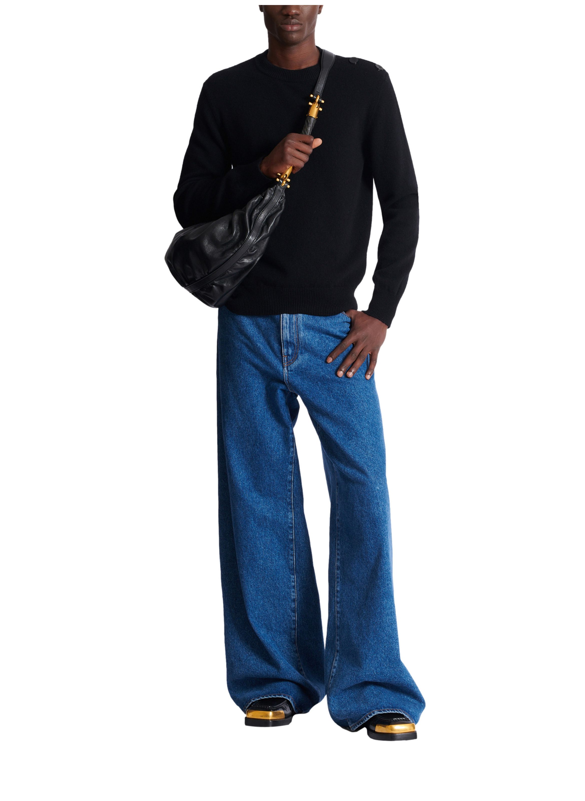 Pull fin en éco-cachemire BALMAIN Noir