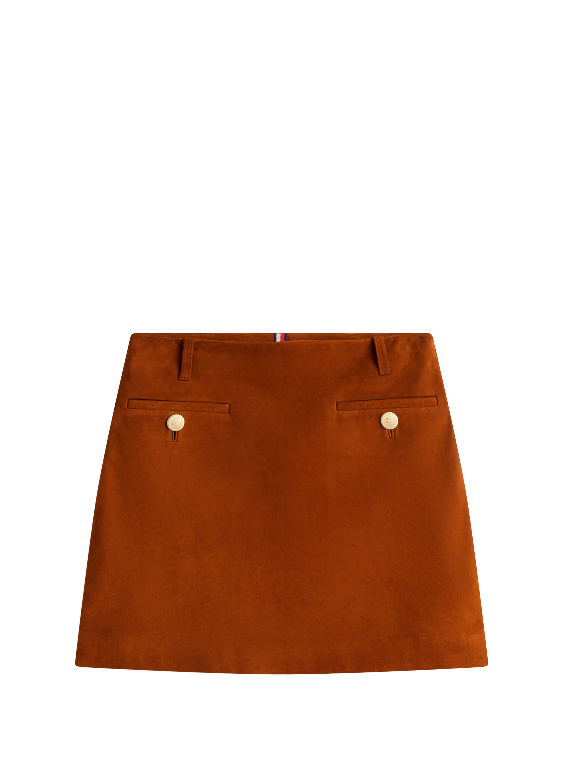 Jupe courte en cuir d'agneau TOMMY HILFIGER Marron