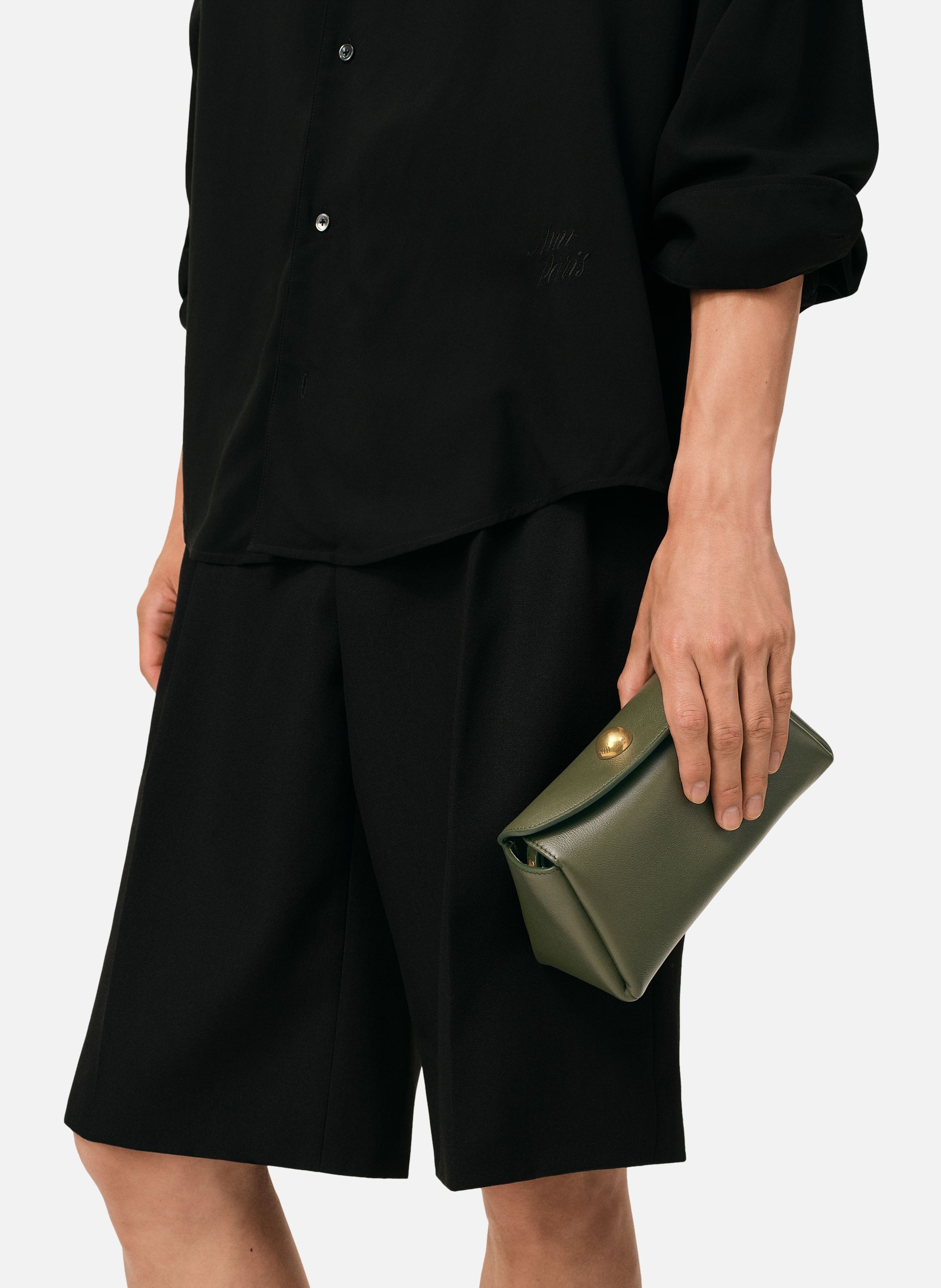 Mini sac carrousel unisexe en cuir de veau AMI PARIS Vert