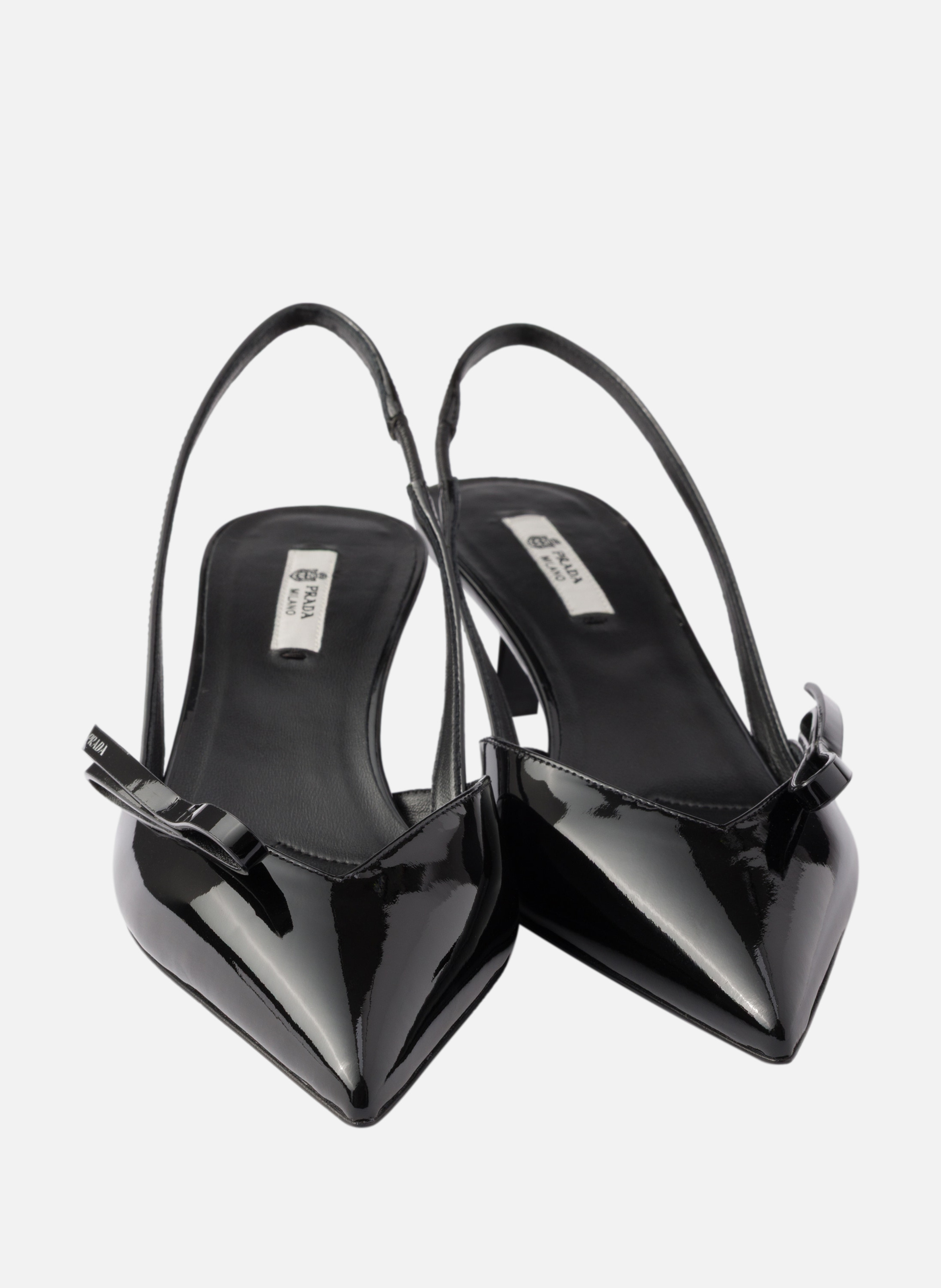 Escarpins à bride arrière en cuir verni PRADA Noir