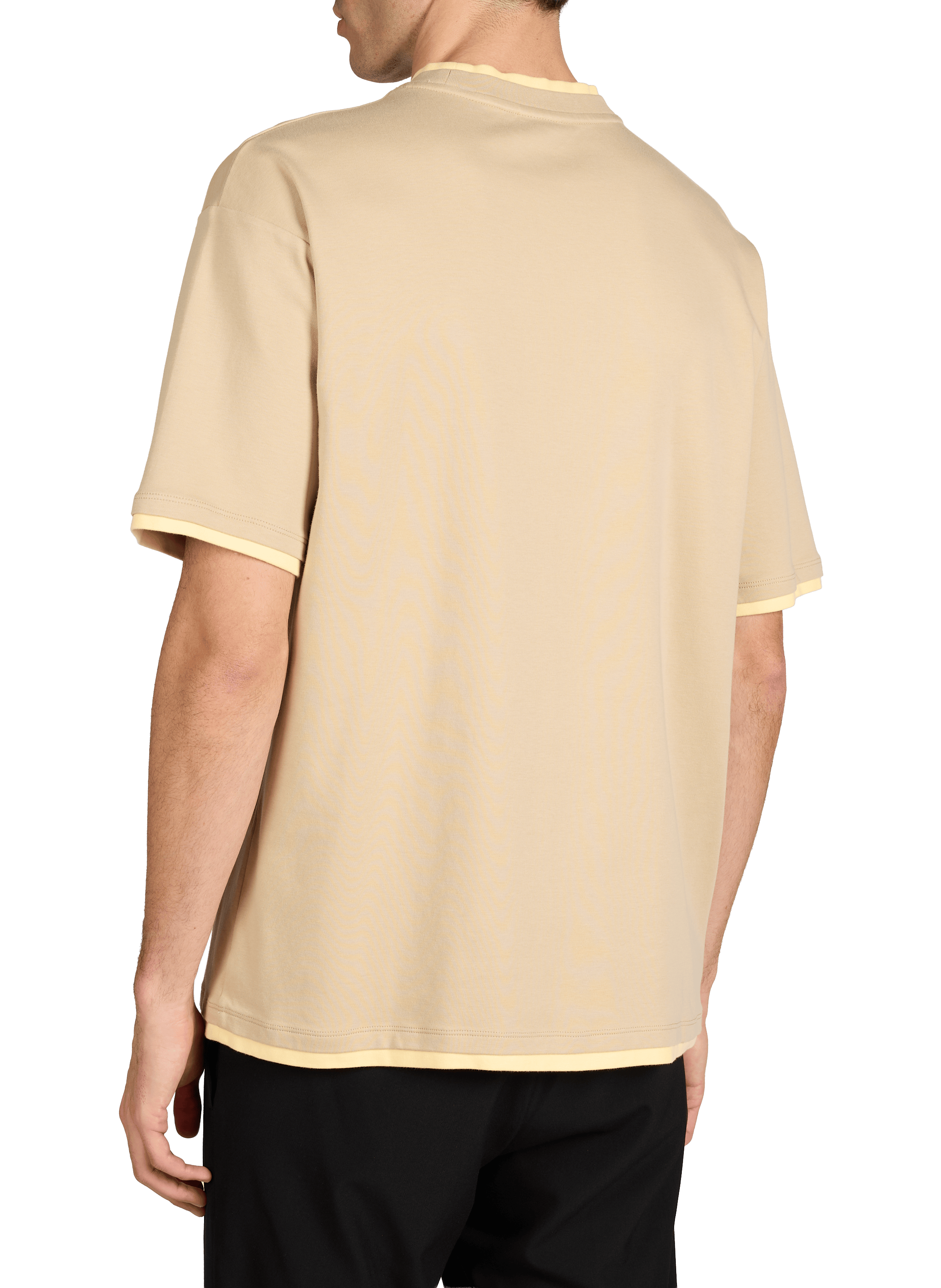 T-shirt with round neck embroidery from a cotton brand. DROLE DE MONSIEUR Beige