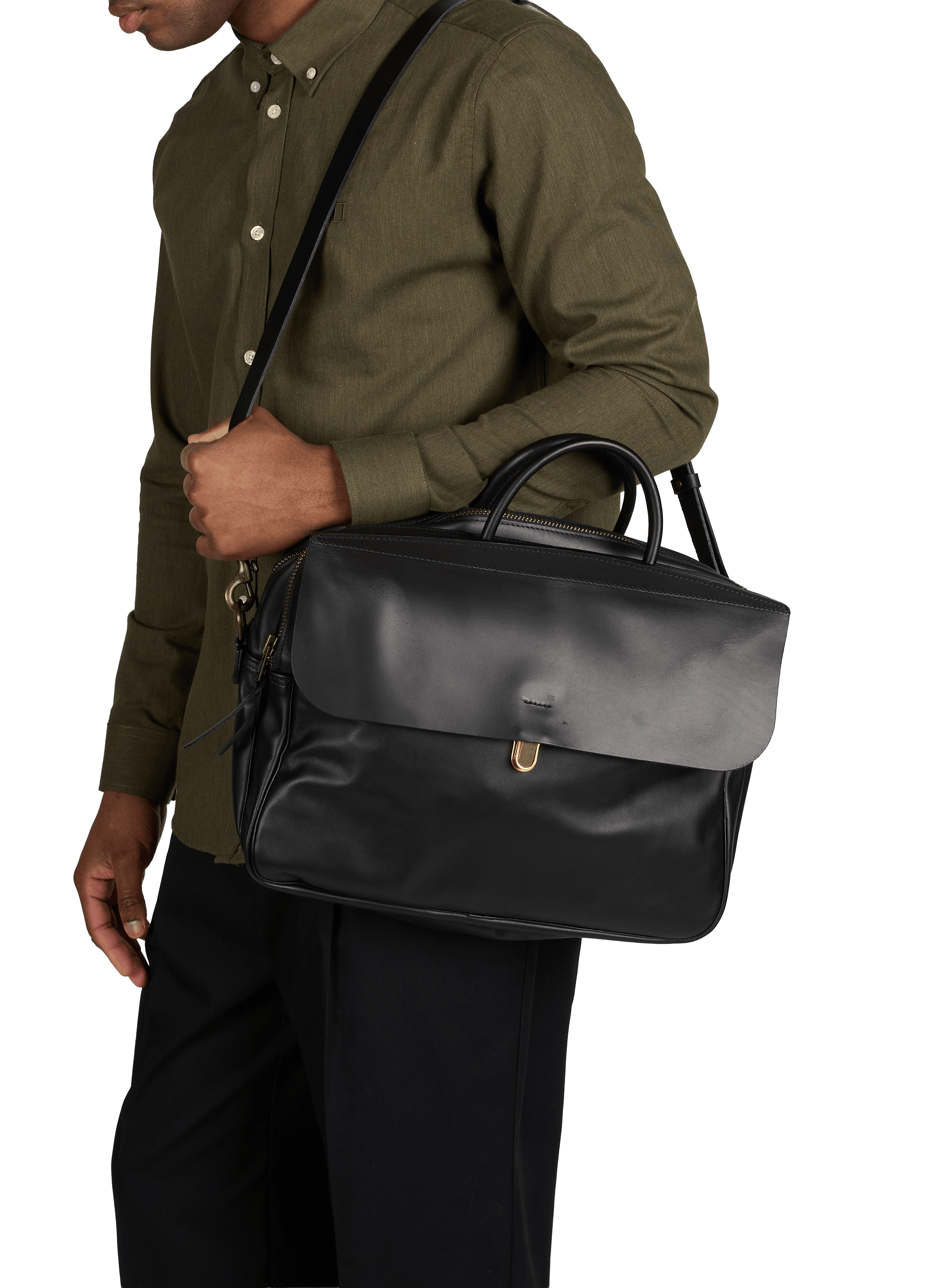 Zeppo cowhide leather business bag BLEU DE CHAUFFE Black