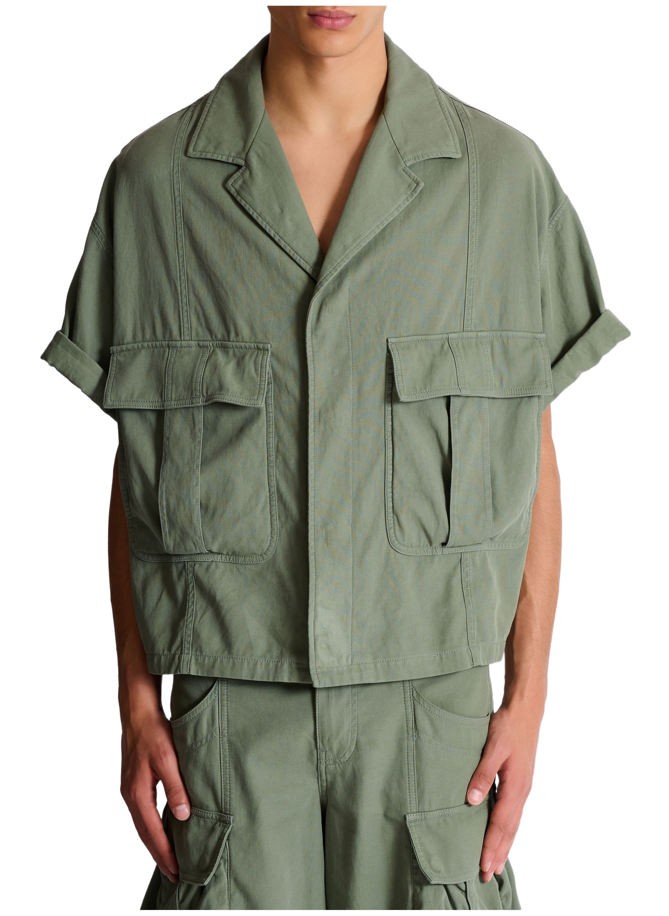 Chemise utility en coton BALMAIN Vert