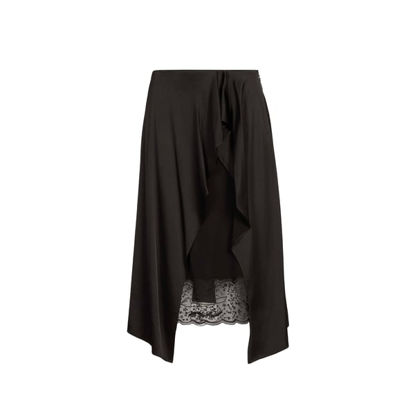 Jupe satinée avec dentelle asymétrique Jupe satinée avec dentelle asymétrique