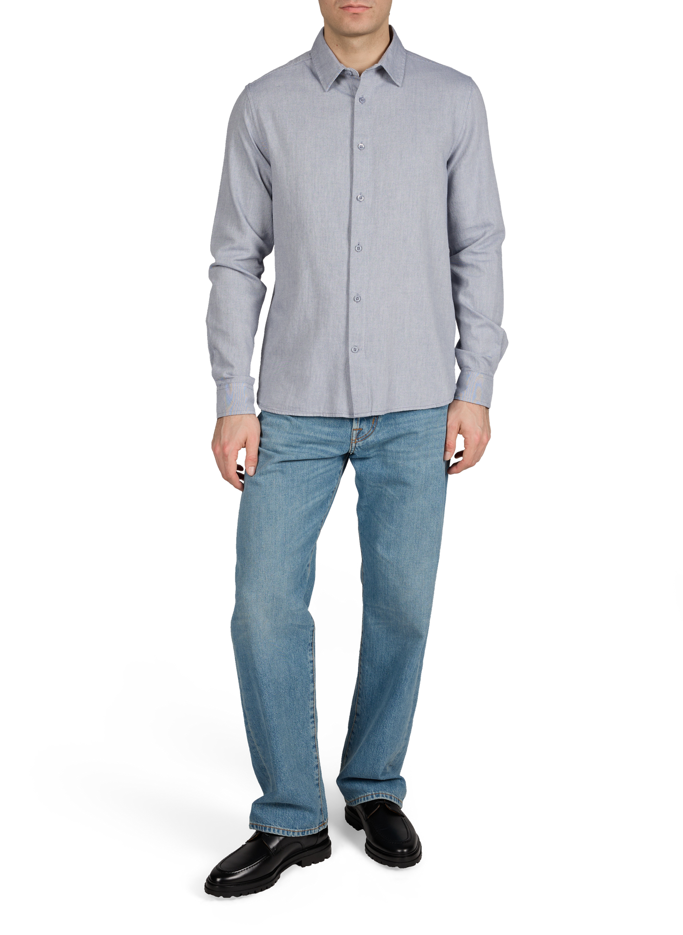 Chemise col classique en coton KNOWLEDGE COTTON Bleu