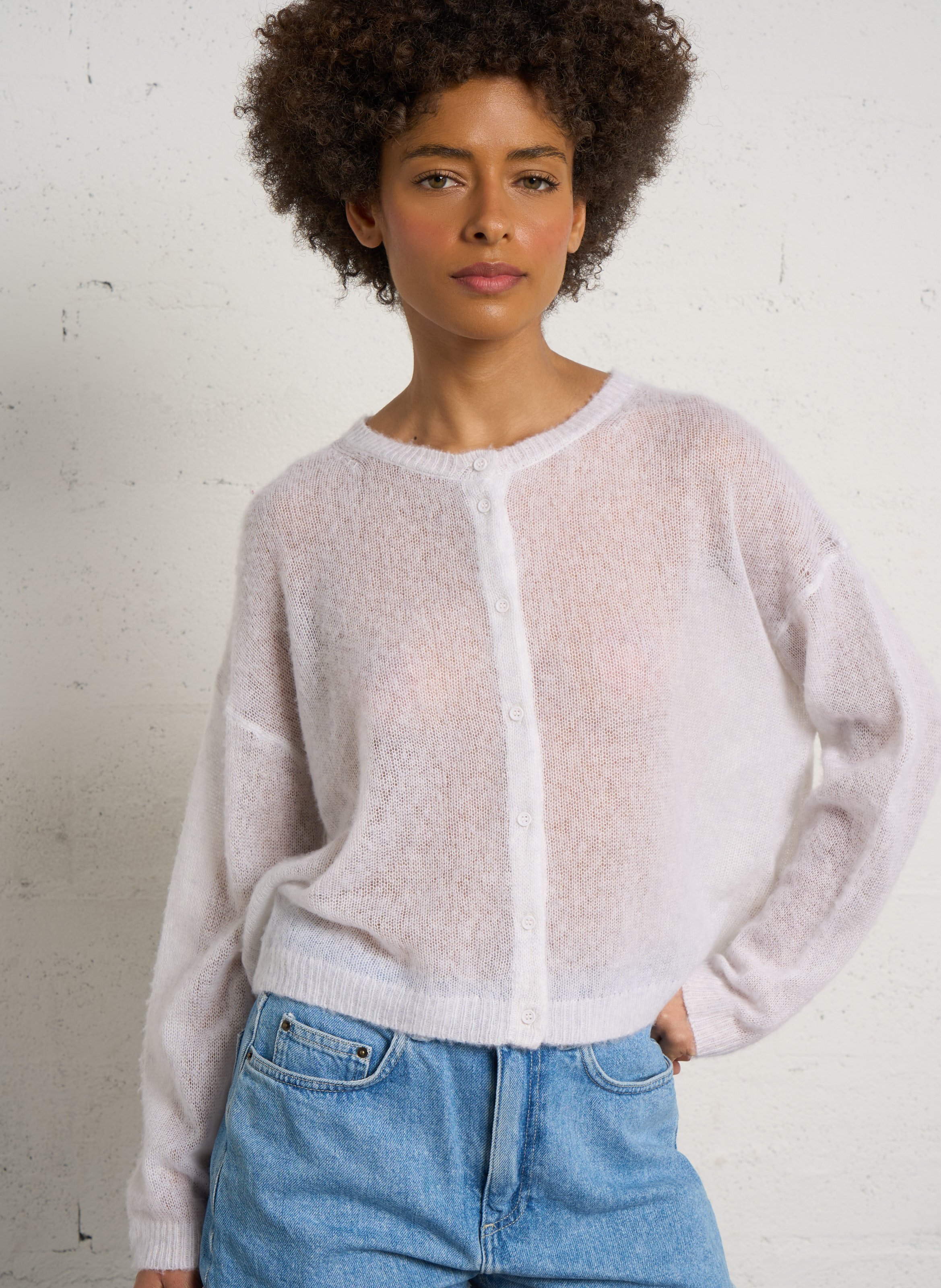 Gilet droit col rond bodyrow AMERICAN VINTAGE Gris