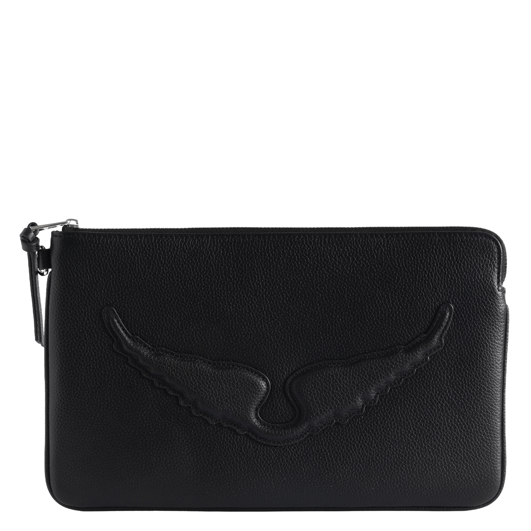 Pochette en cuir grainé avec signature ailes angel ZADIG&VOLTAIRE Noir