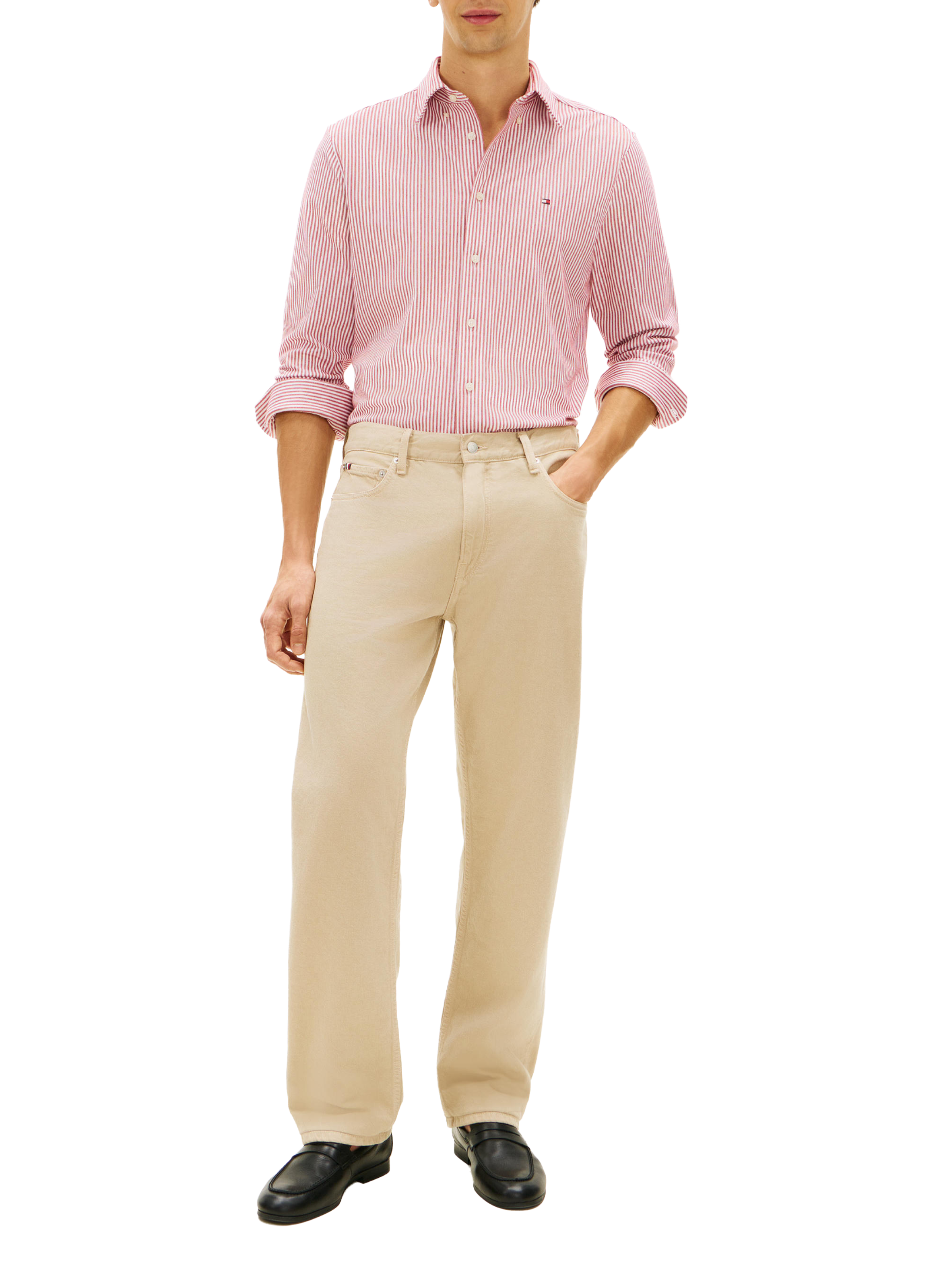 Pantalon droit en coton TOMMY HILFIGER Beige
