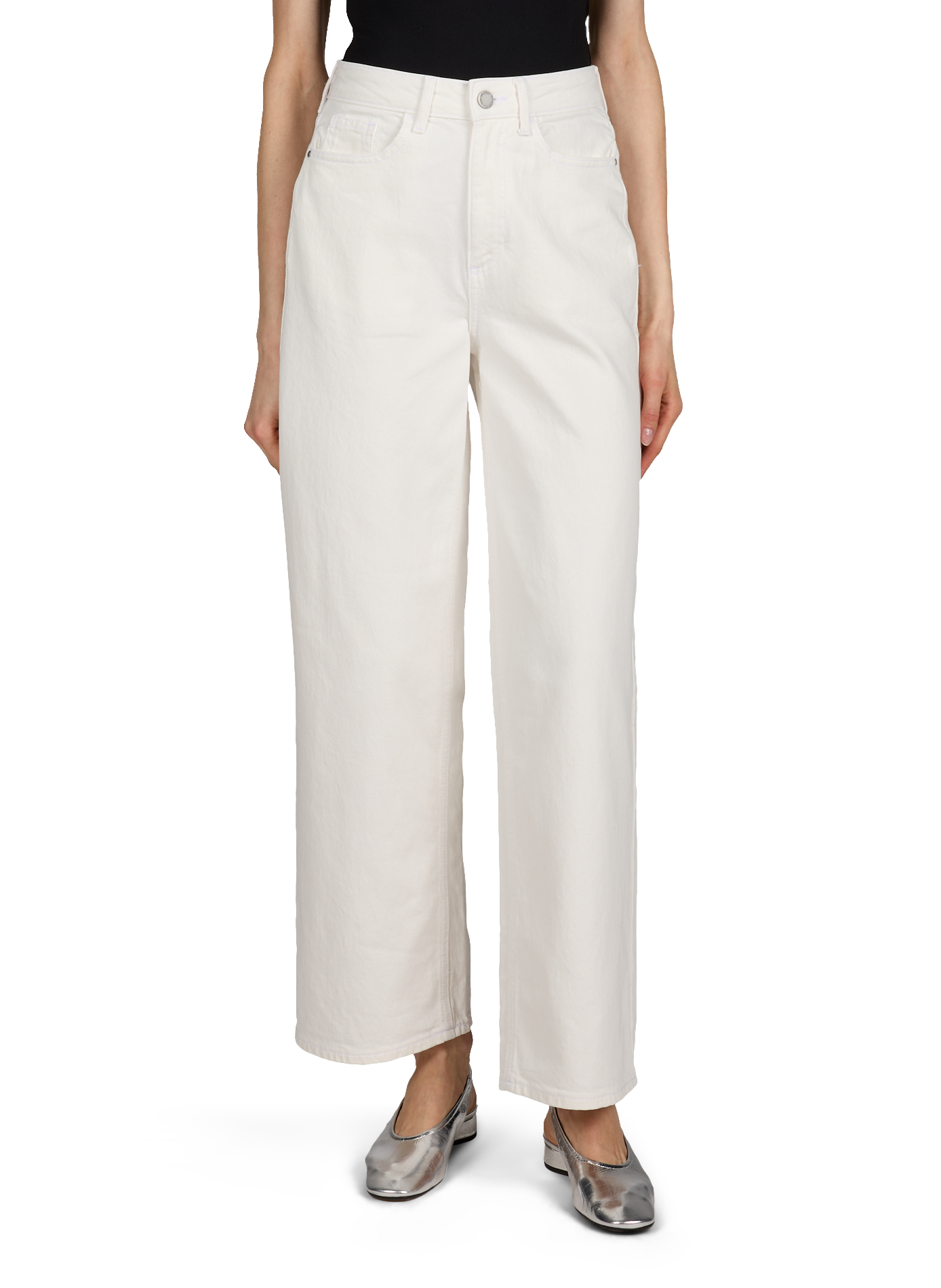 Jean droit en coton VILA Beige