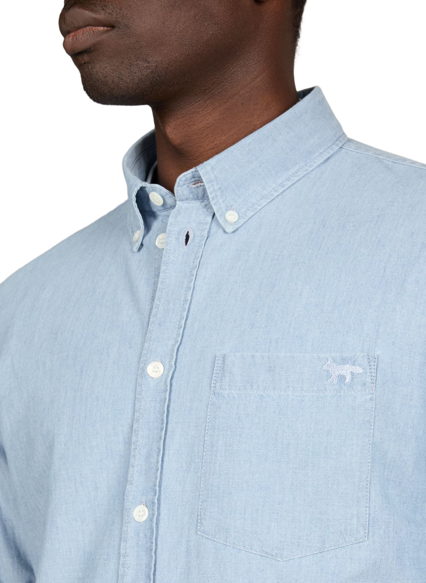 Fox straight cotton shirt MAISON KITSUNÉ Blue