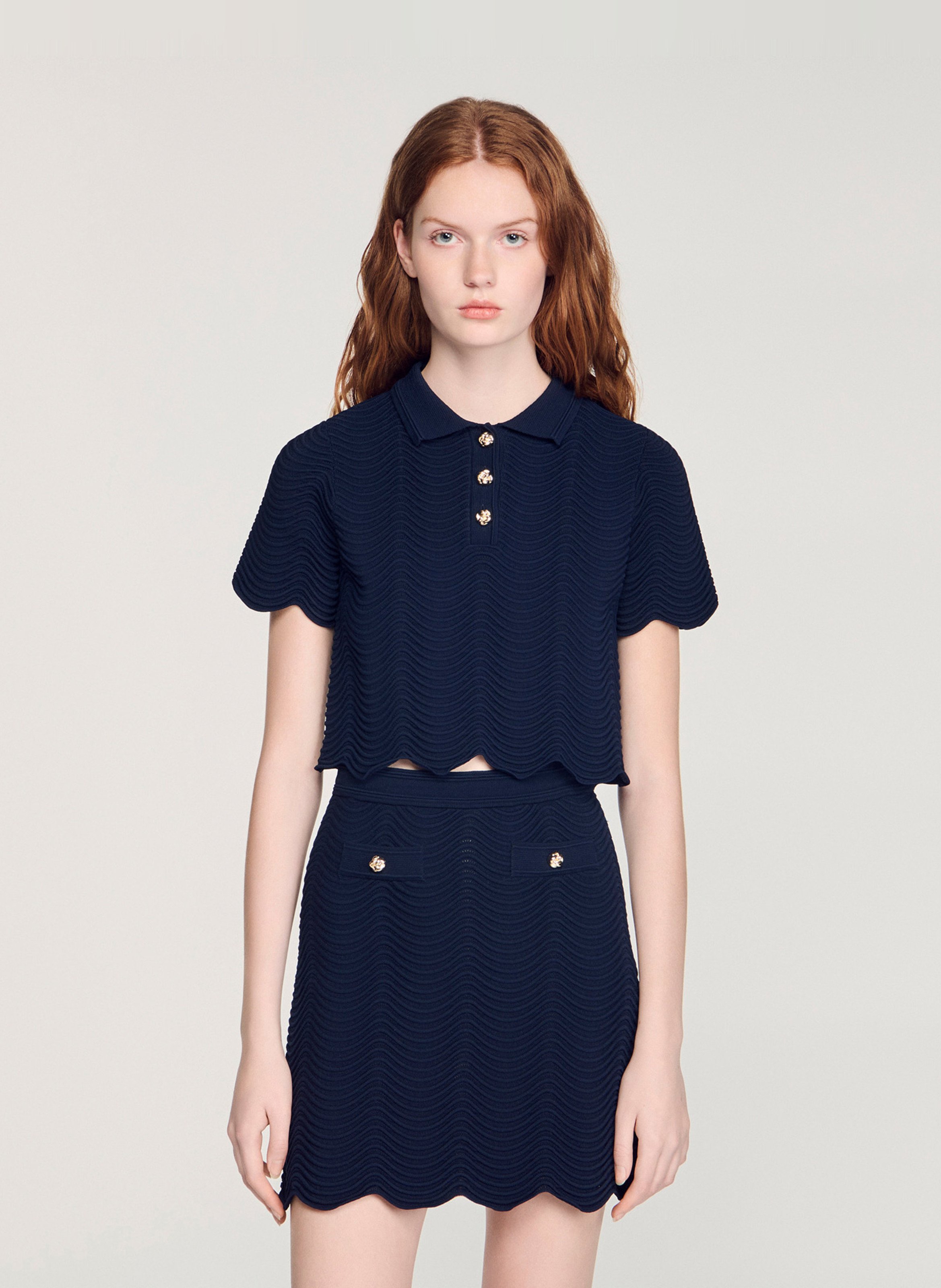 Pull droit en jacquard SANDRO Bleu