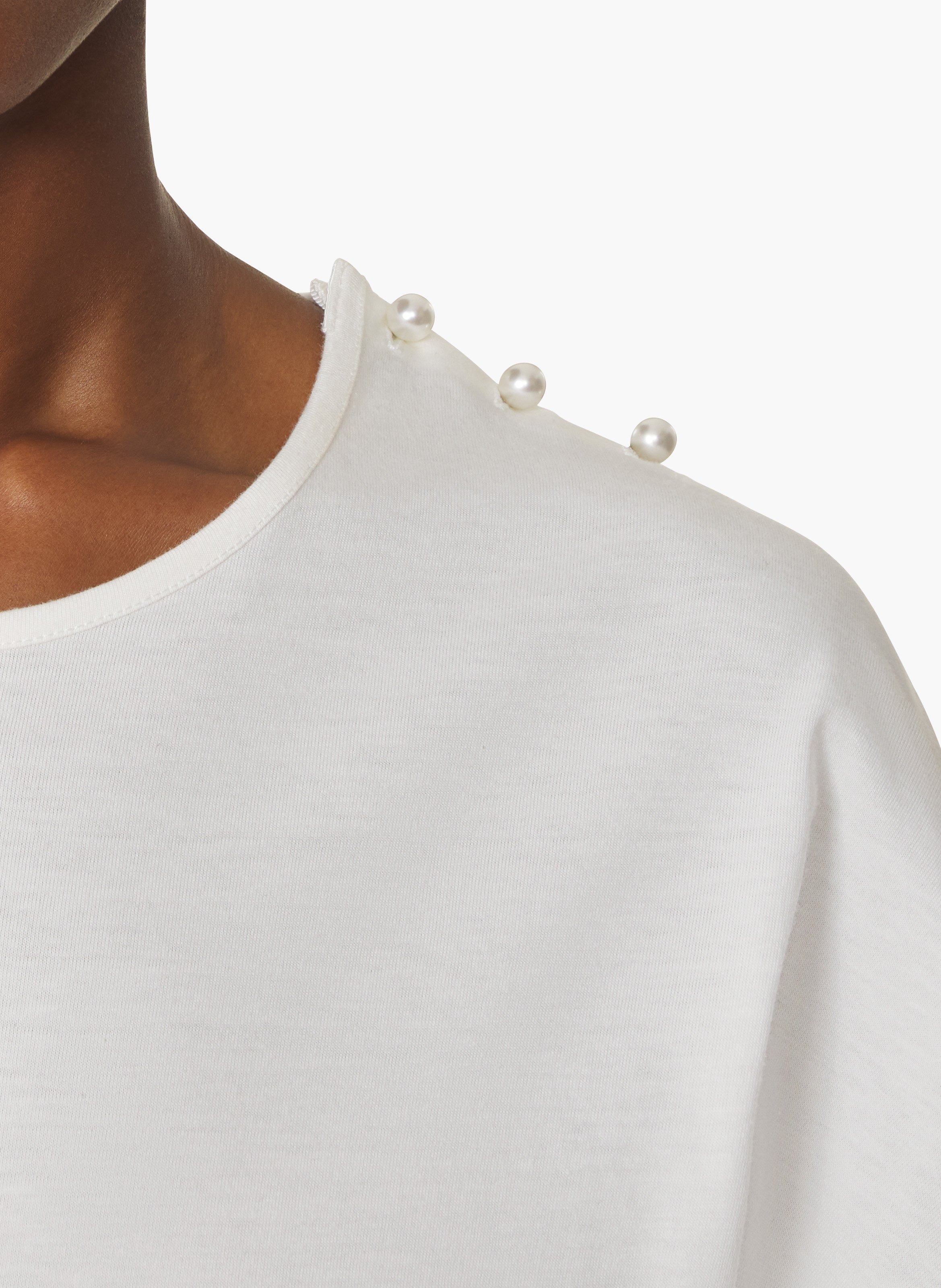 T-shirt effet cape en coton et soie LANVIN Blanc