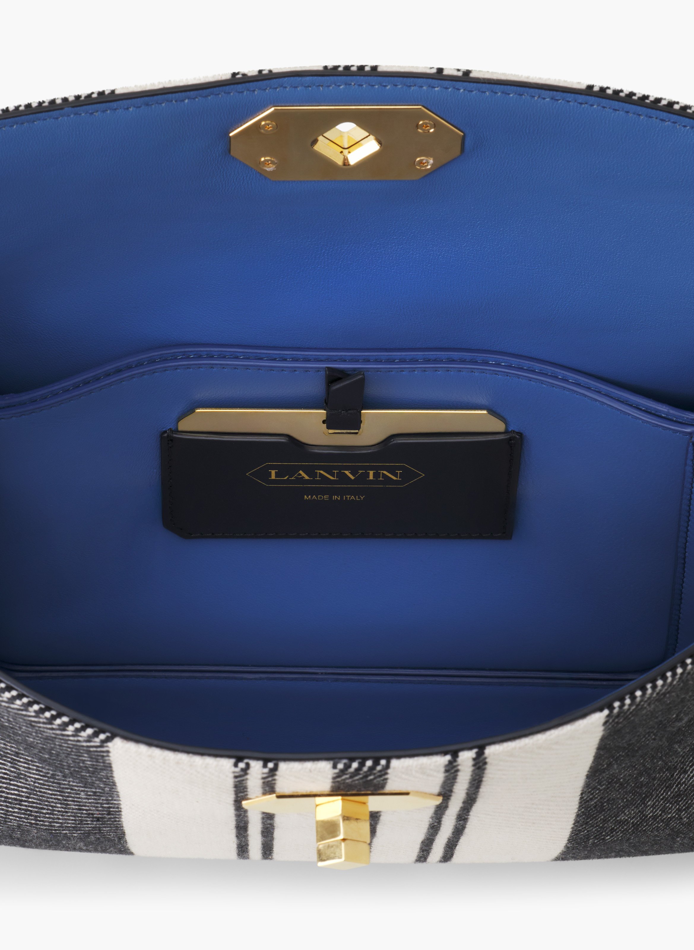 Sac compagnon en toile rayée LANVIN Gris