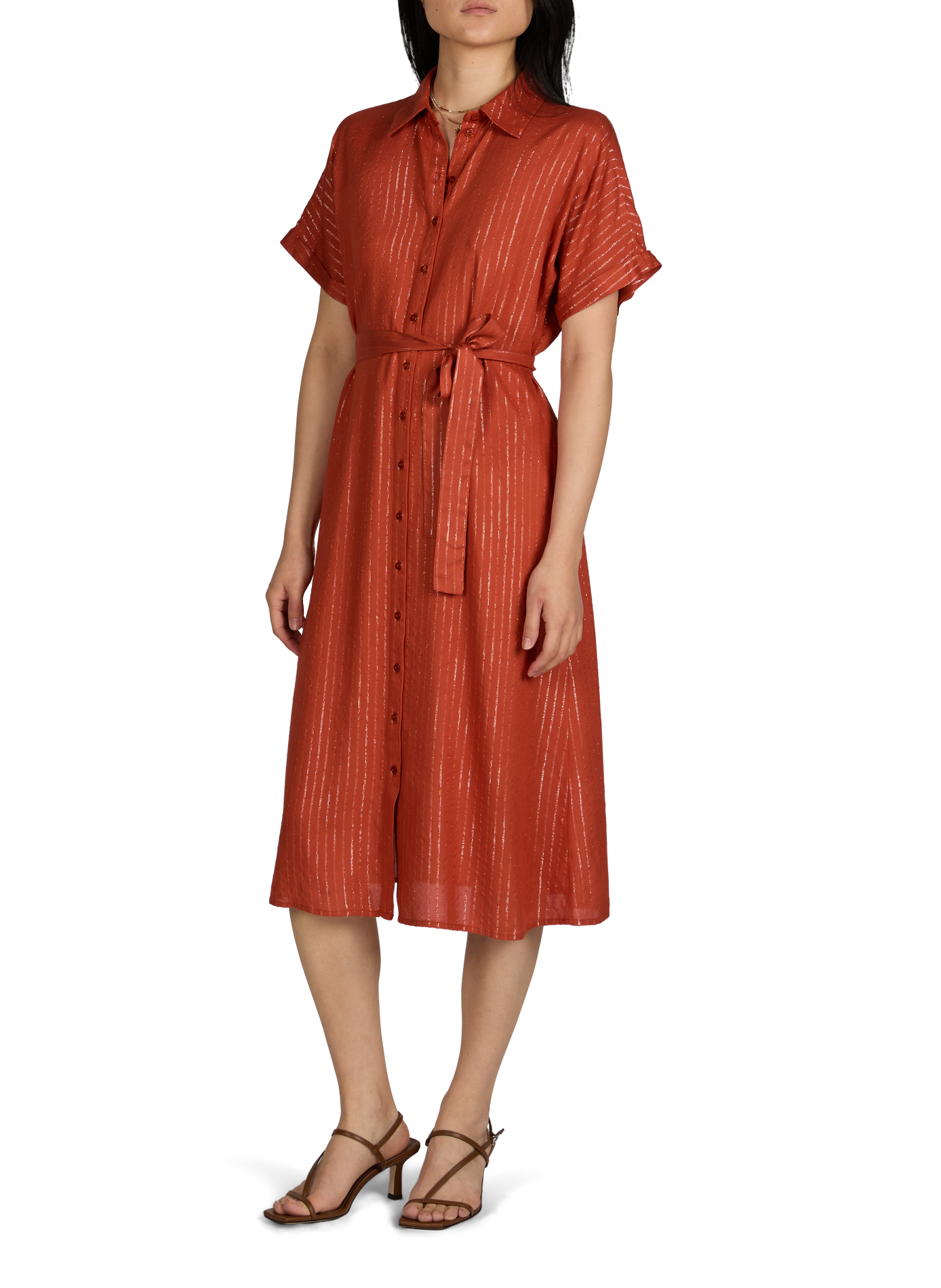 Buttoned striped dress VILA Red