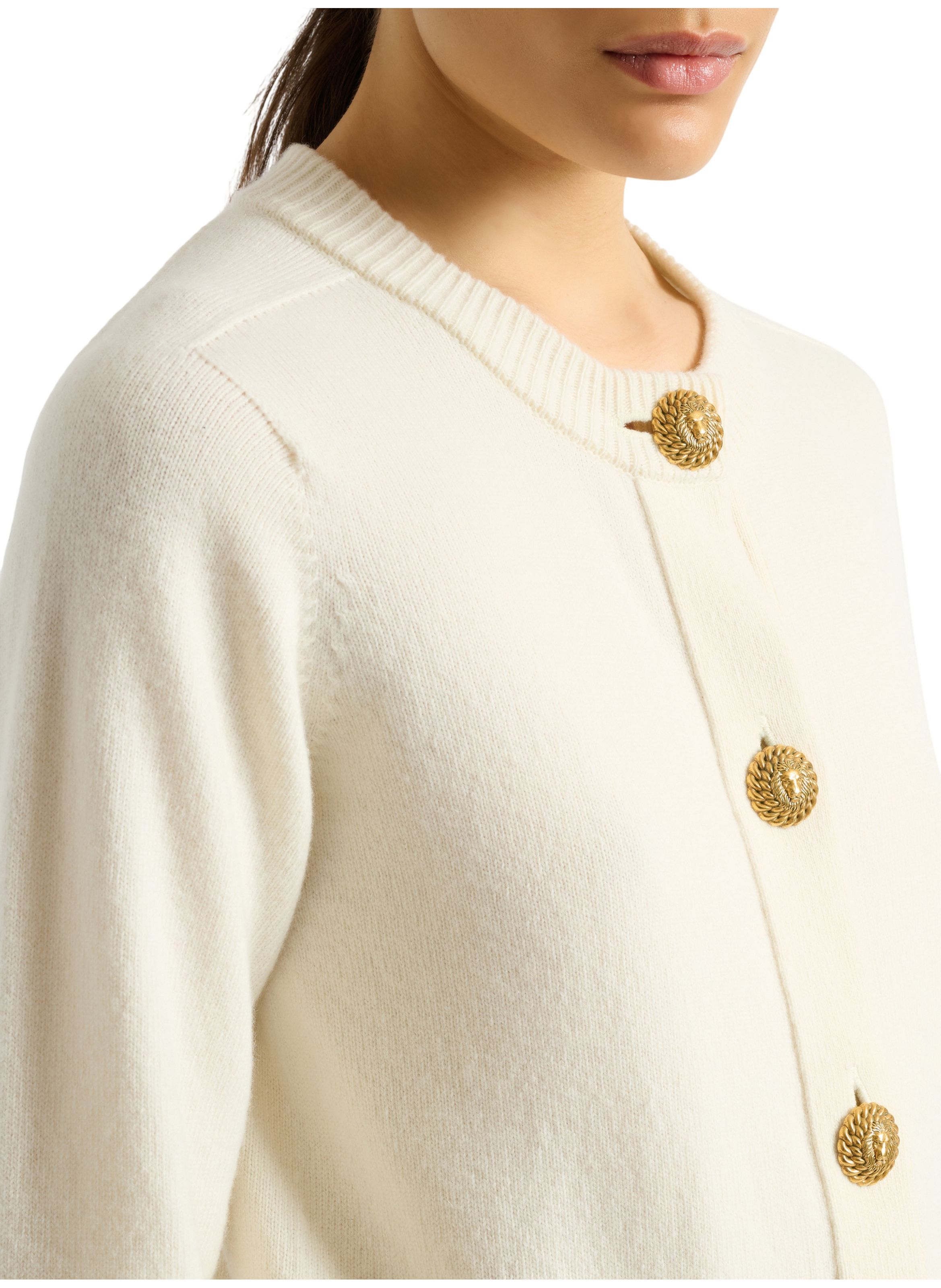 Cardigan en éco-cachemire BALMAIN Blanc