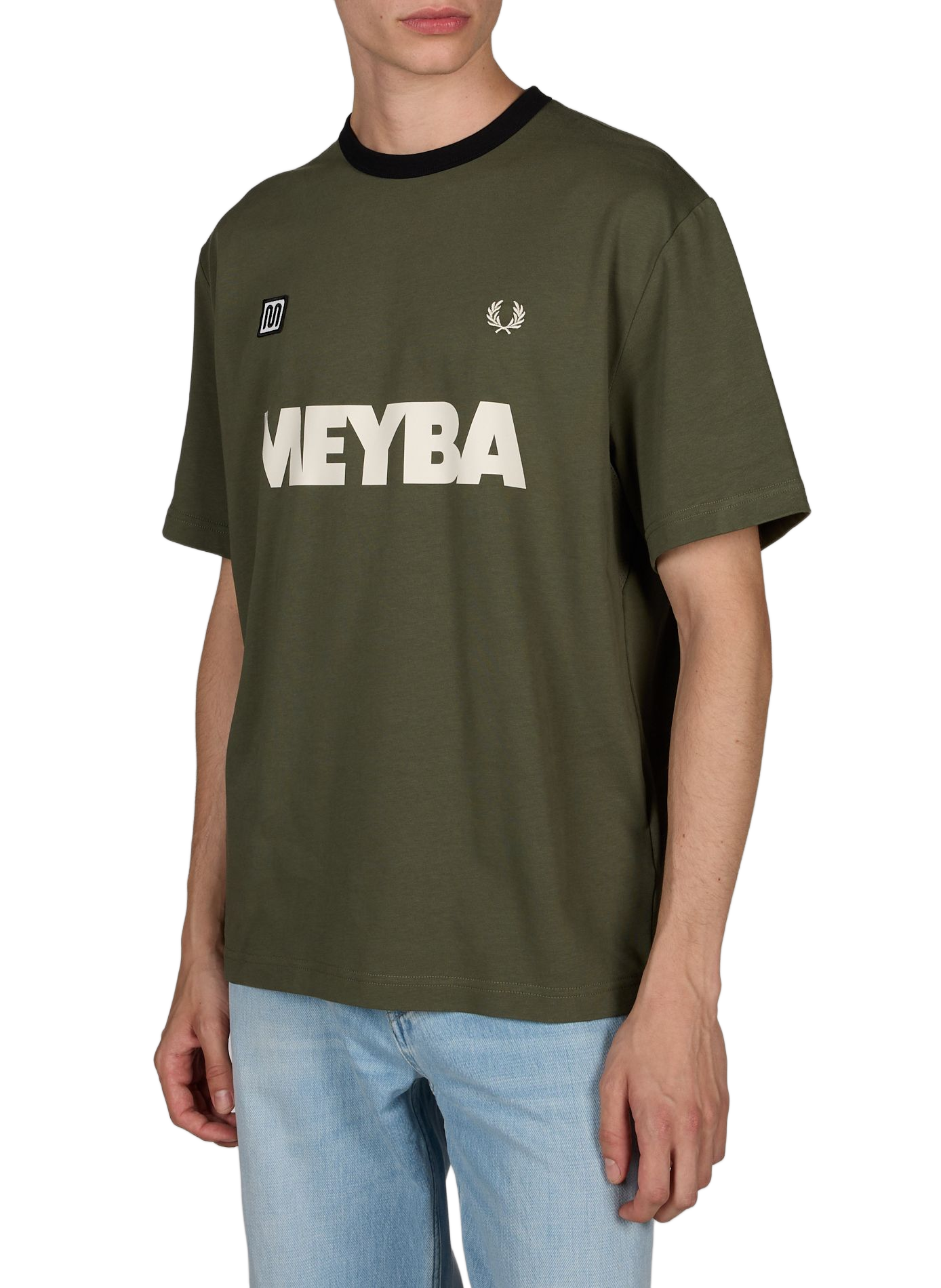 Round neck contrasting cotton t-shirt FRED PERRY Green