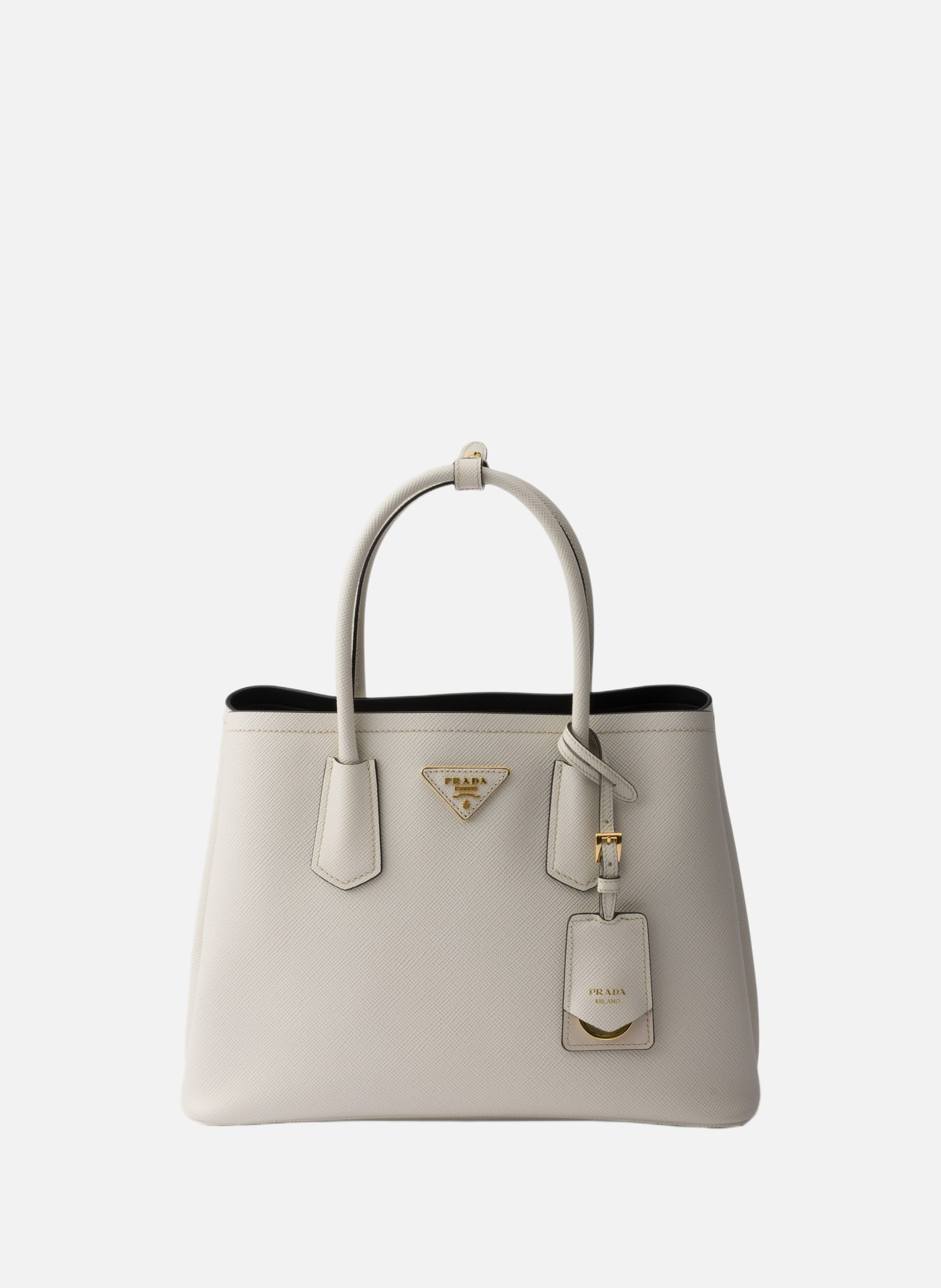 Sac prada double en cuir saffiano PRADA Beige