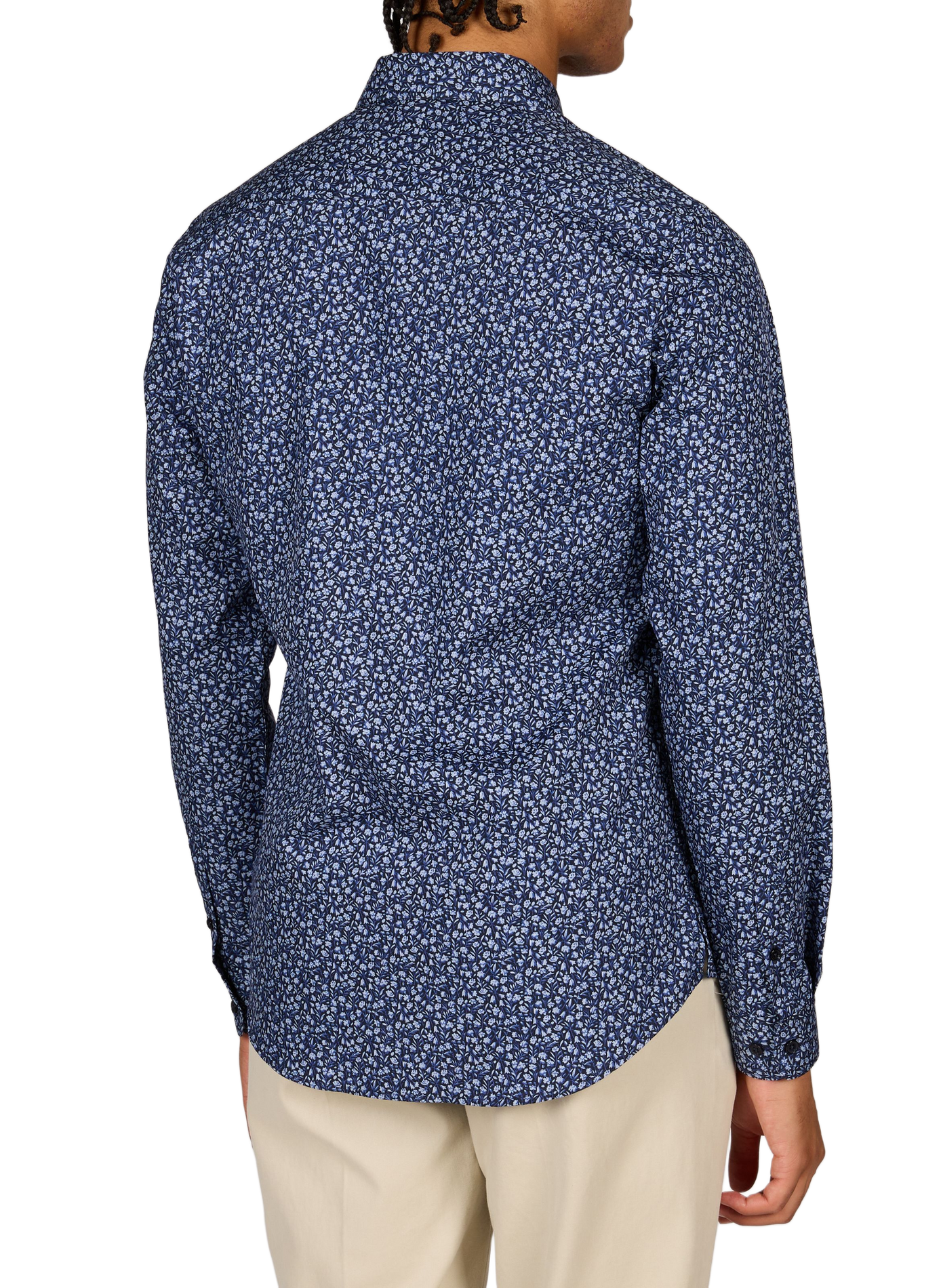 Slim-fit cotton shirt AU PRINTEMPS PARIS Blue