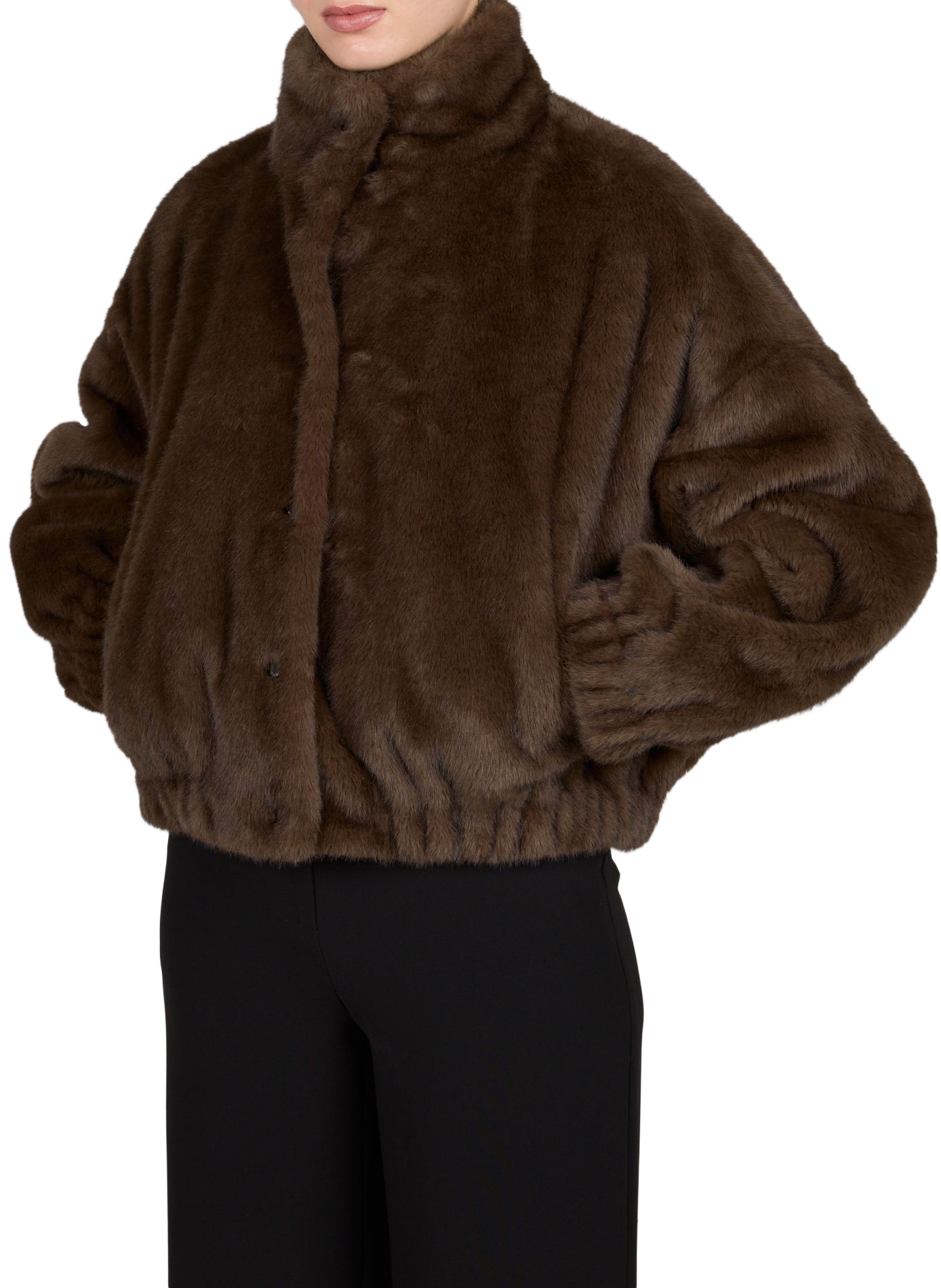 Mantel mit Stehkragen und Fell-Optik MAX MARA WEEK END Braun