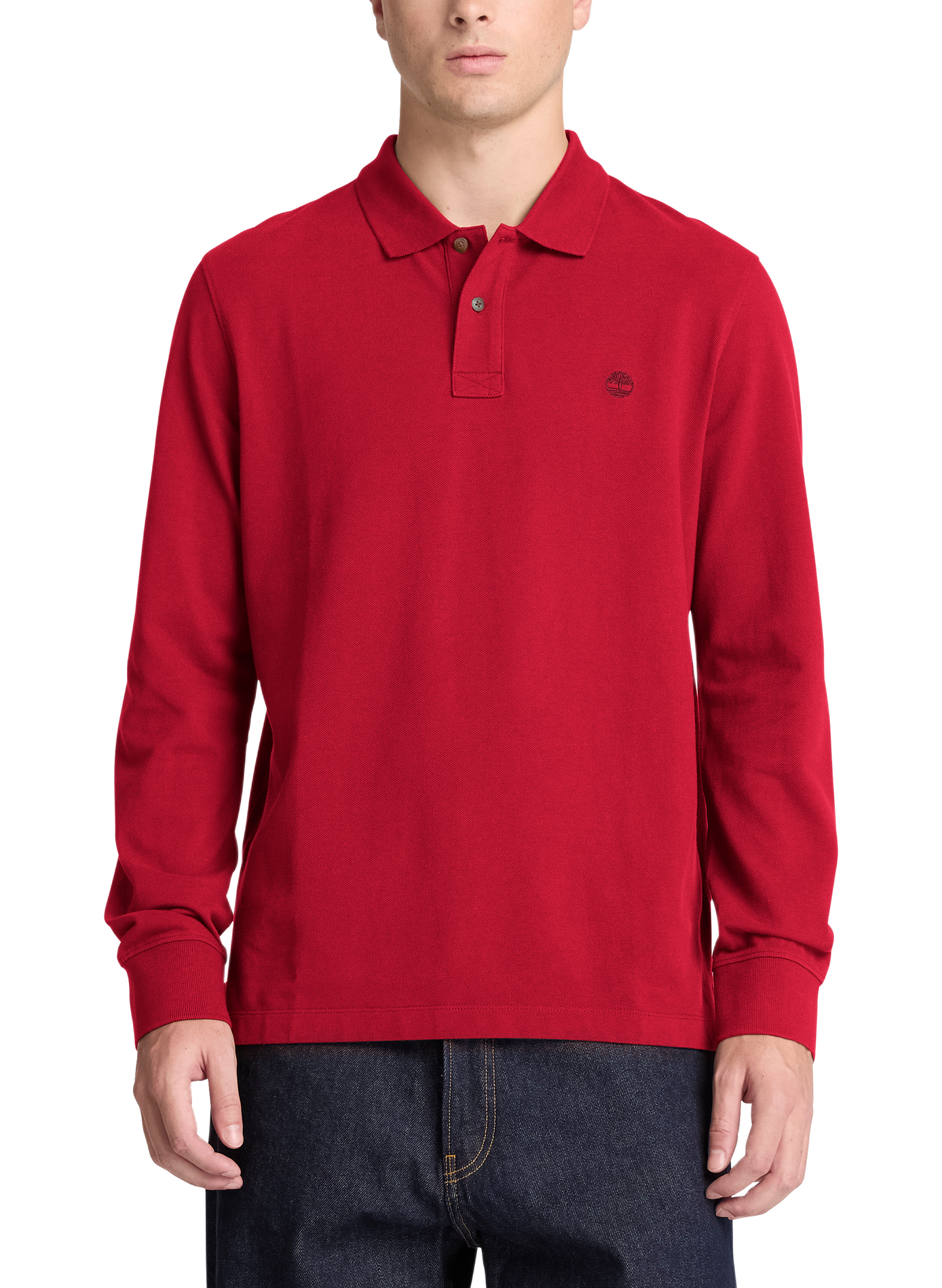 Straight fit long-sleeve cotton polo TIMBERLAND Red