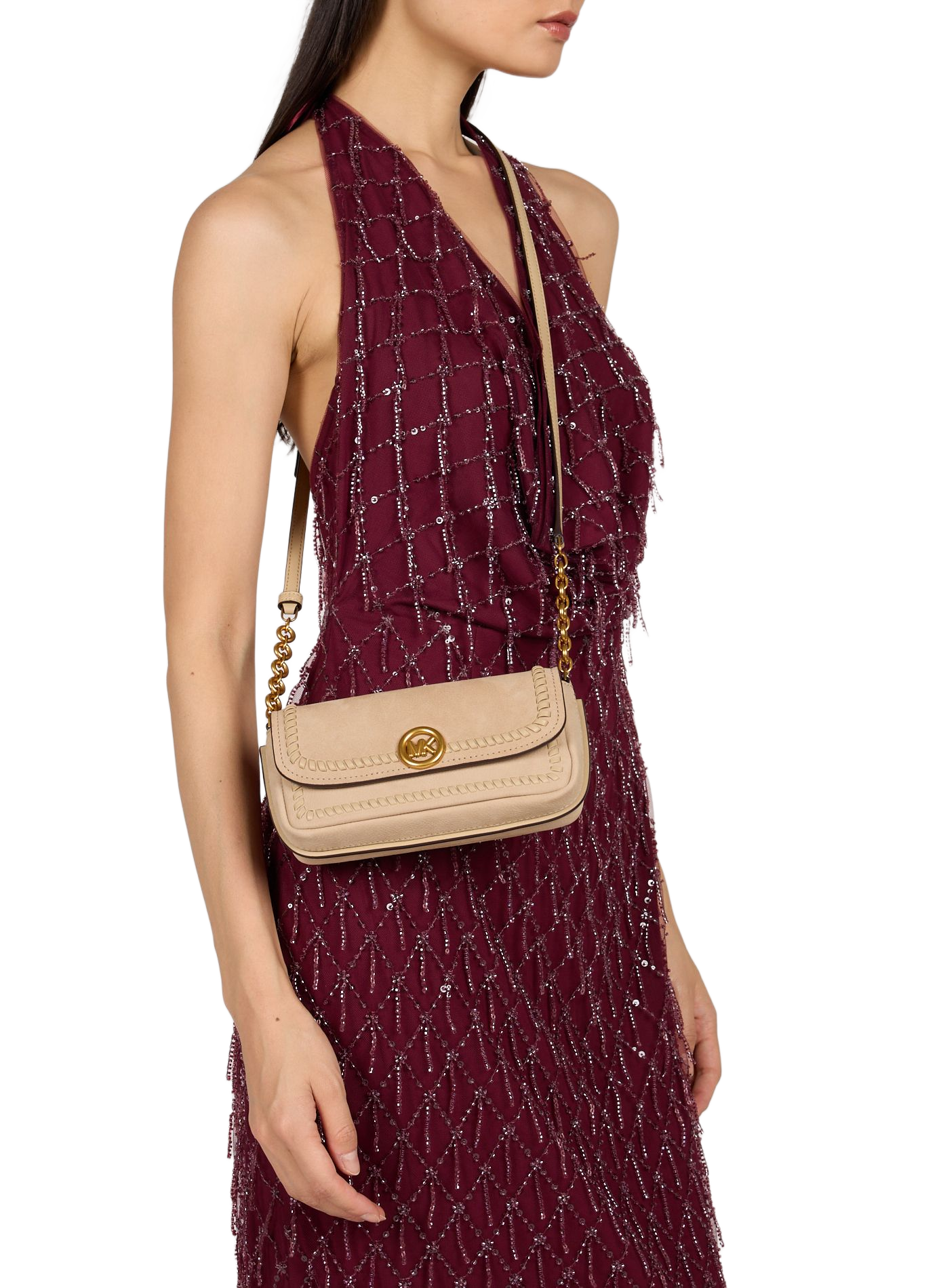 Sac à bandoulière Nolita small en cuir MICHAEL KORS Beige