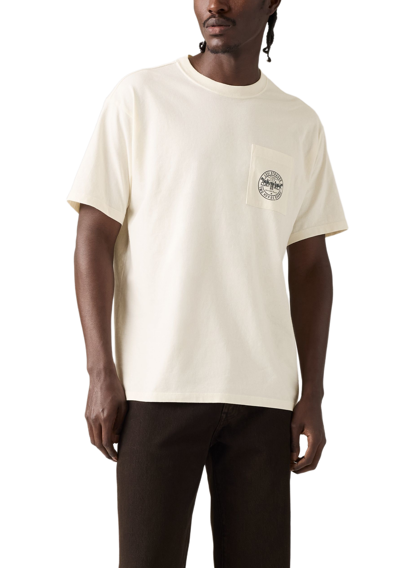 Straight fit round neck printed cotton T-shirt LEVI'S Beige