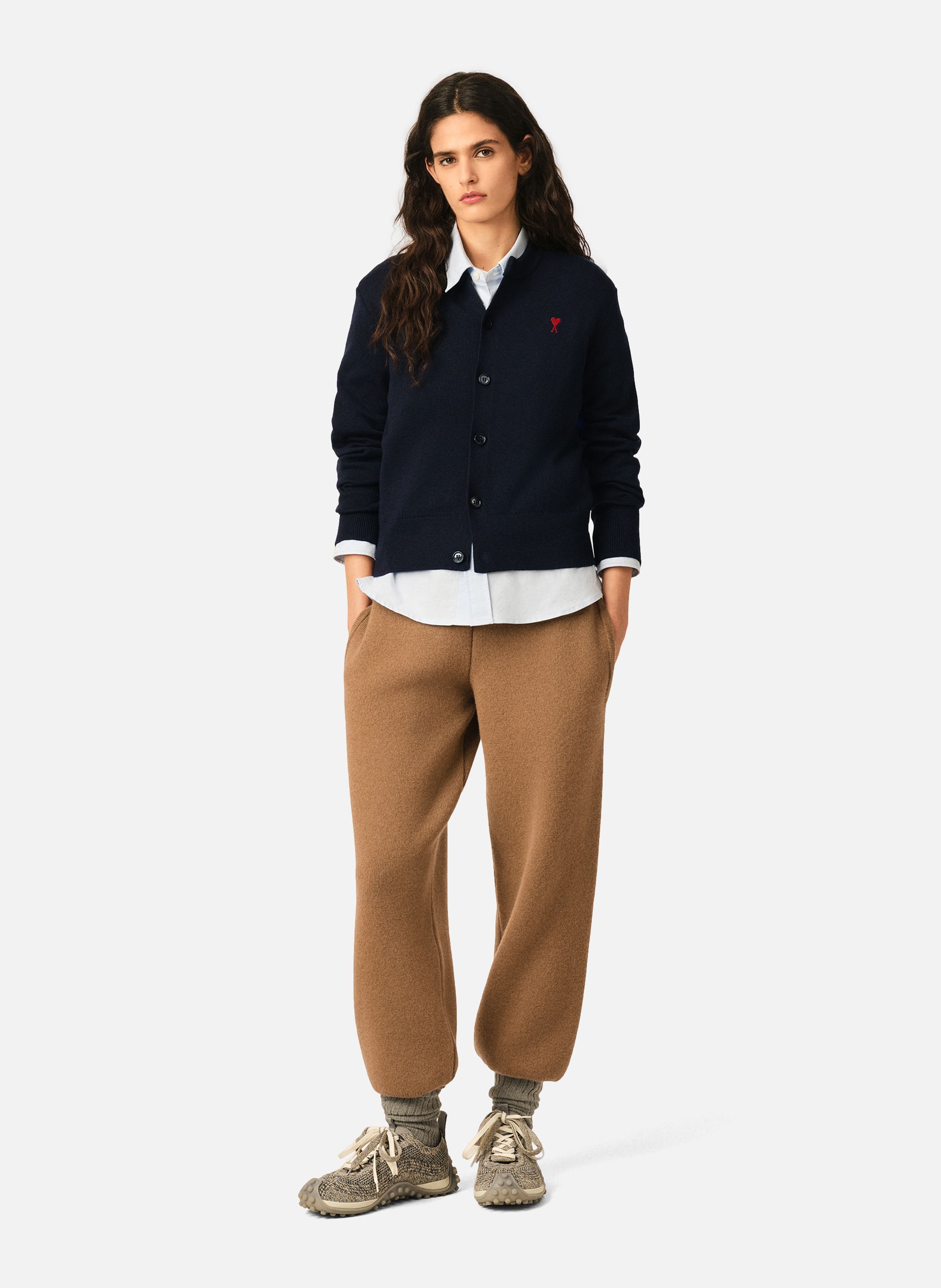 Cardigan col rond en laine ami de coeur AMI PARIS Bleu