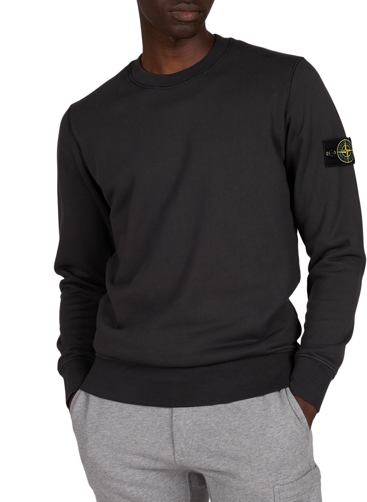 Straight round neck plain sweatshirt STONE ISLAND Grey