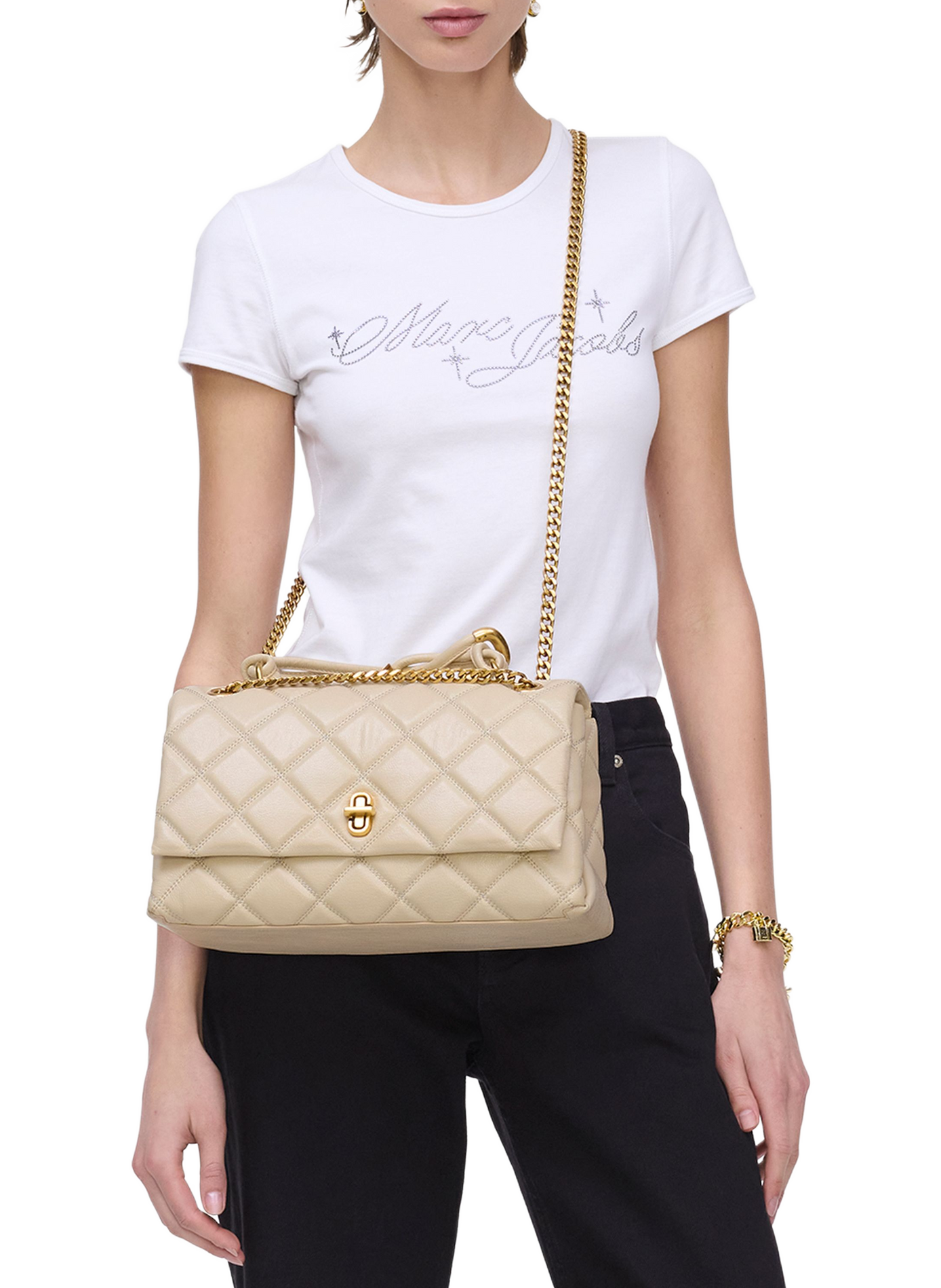 Sac à main Le Quilted Dual Convertible Shoulder Bag MARC JACOBS Blanc