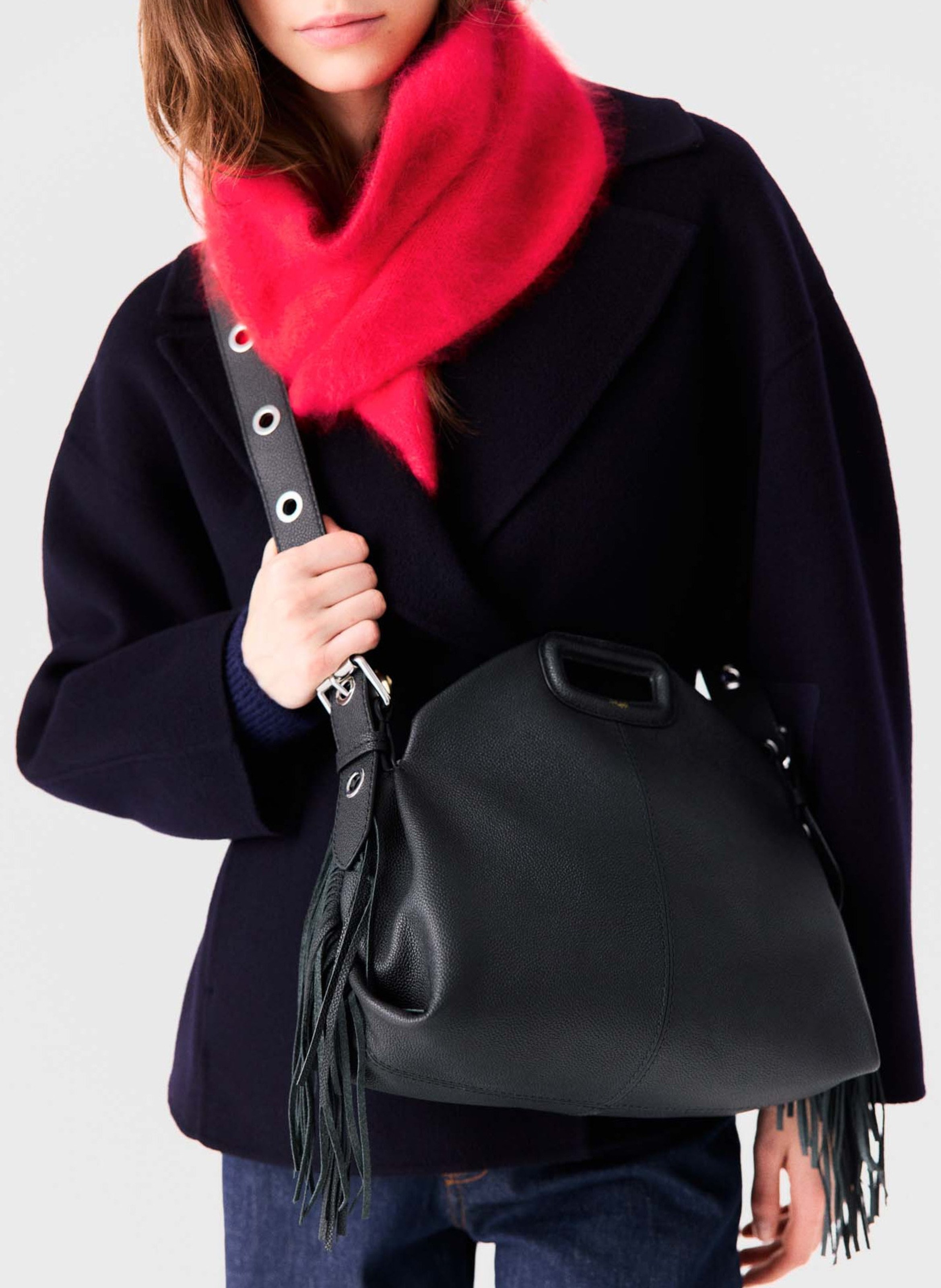 Sac bandoulière en cuir miss m MAJE Noir