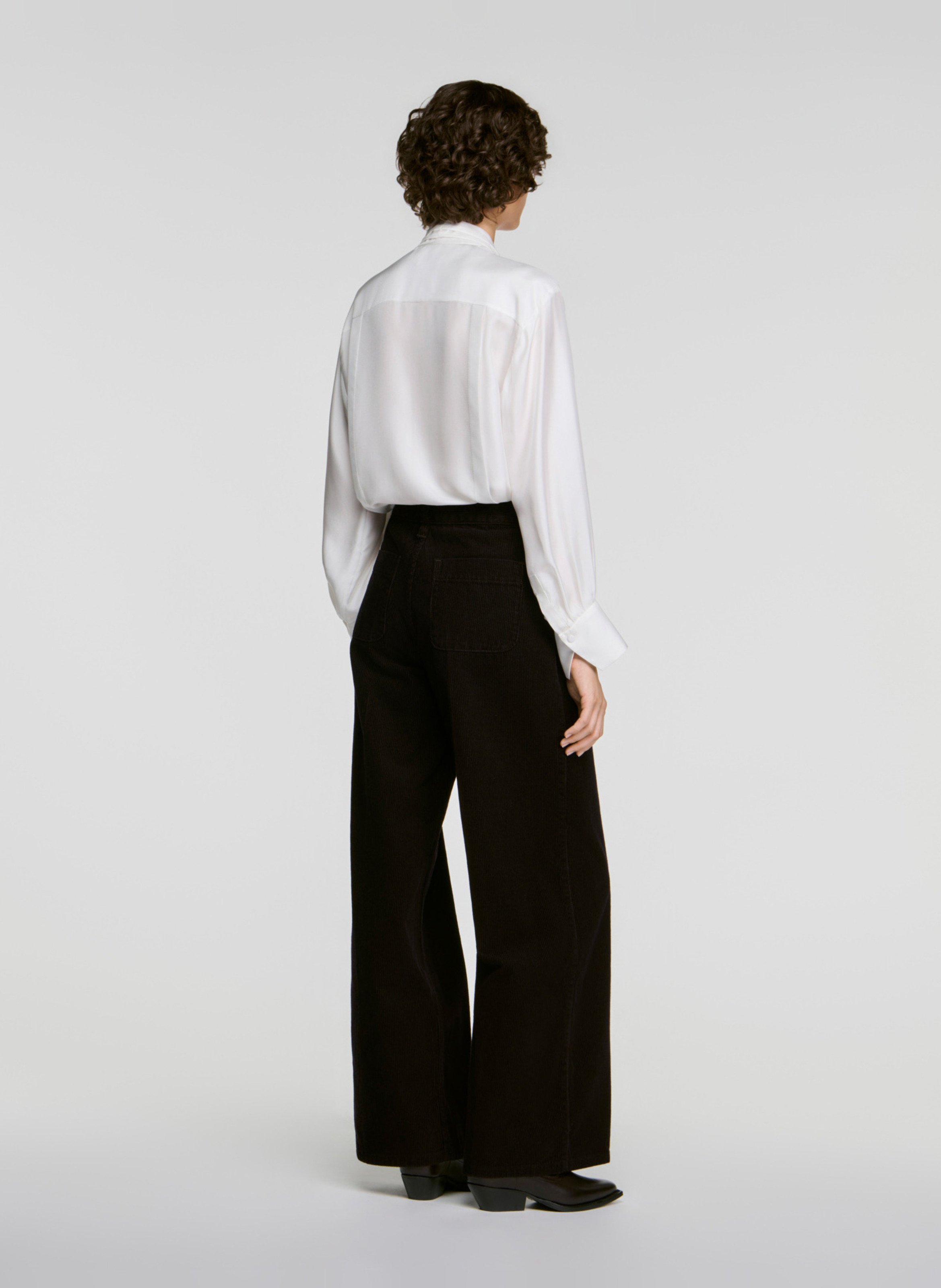 Pantalon large taille haute uni SANDRO Rouge