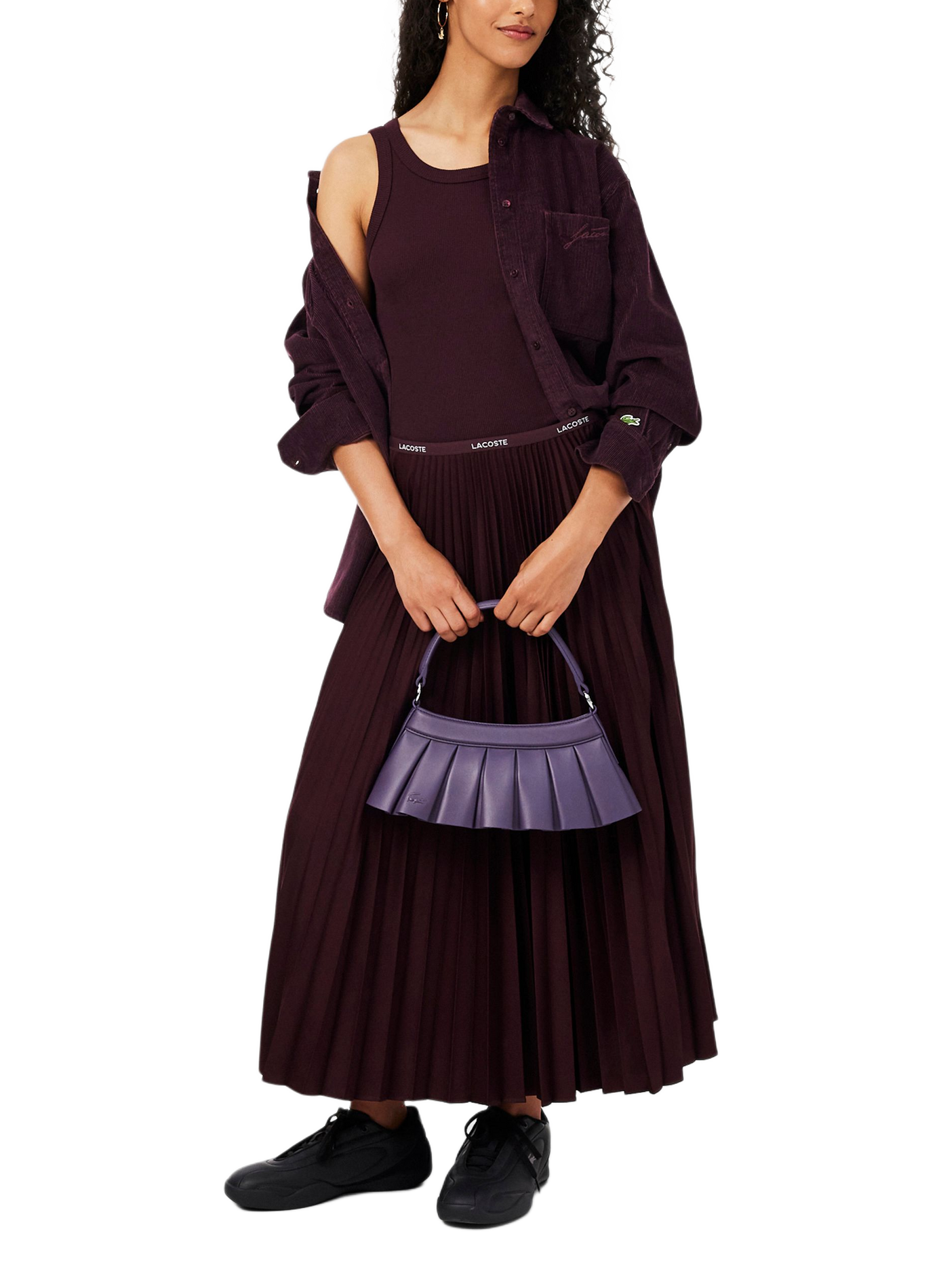 Oversized cotton shirt with patterns LACOSTE Purple