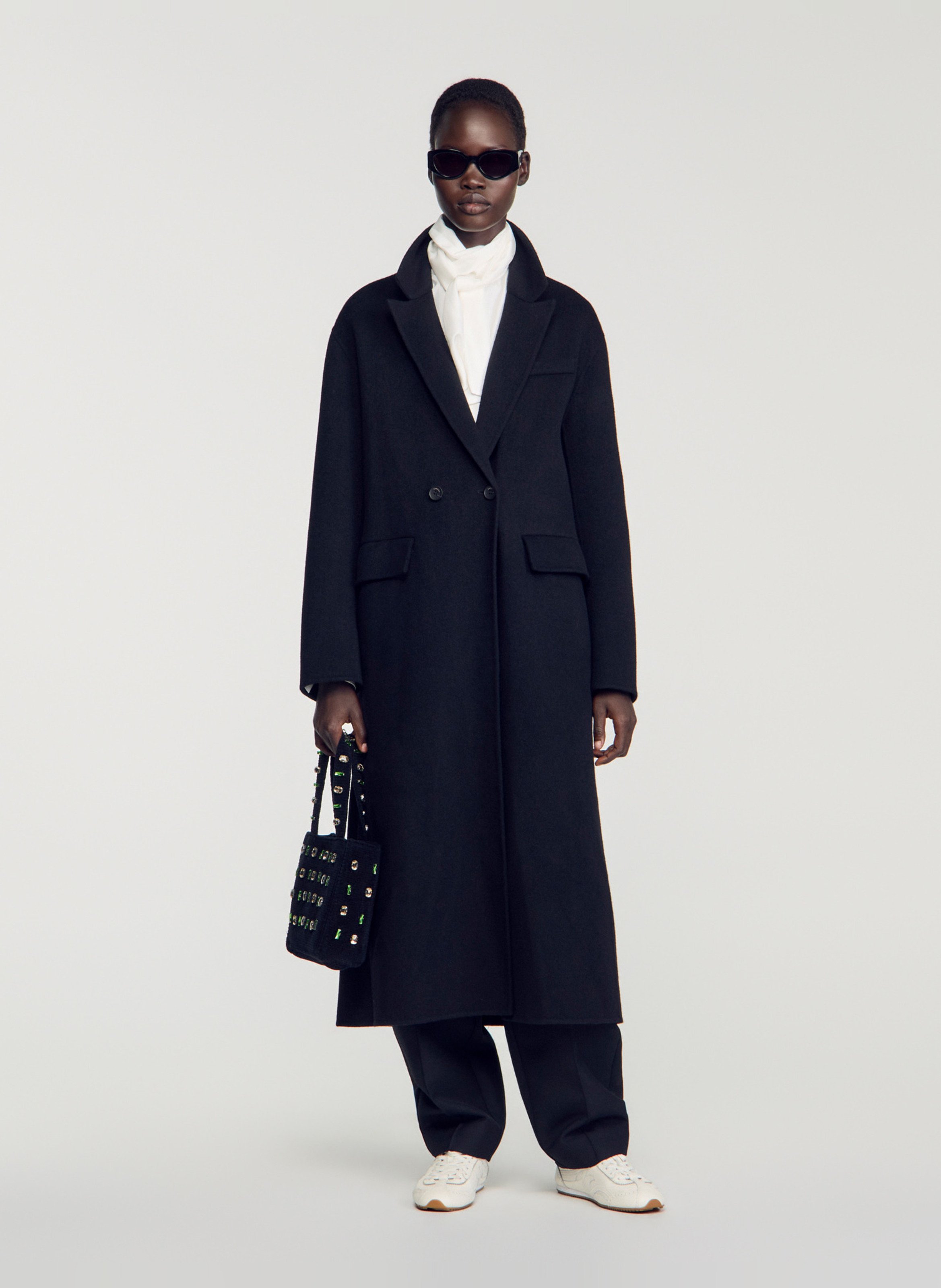 Manteau oversize en laine SANDRO Noir
