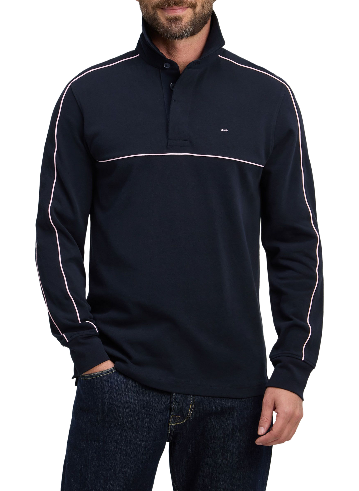 Gerader Baumwoll-Poloshirt EDEN PARK Blau