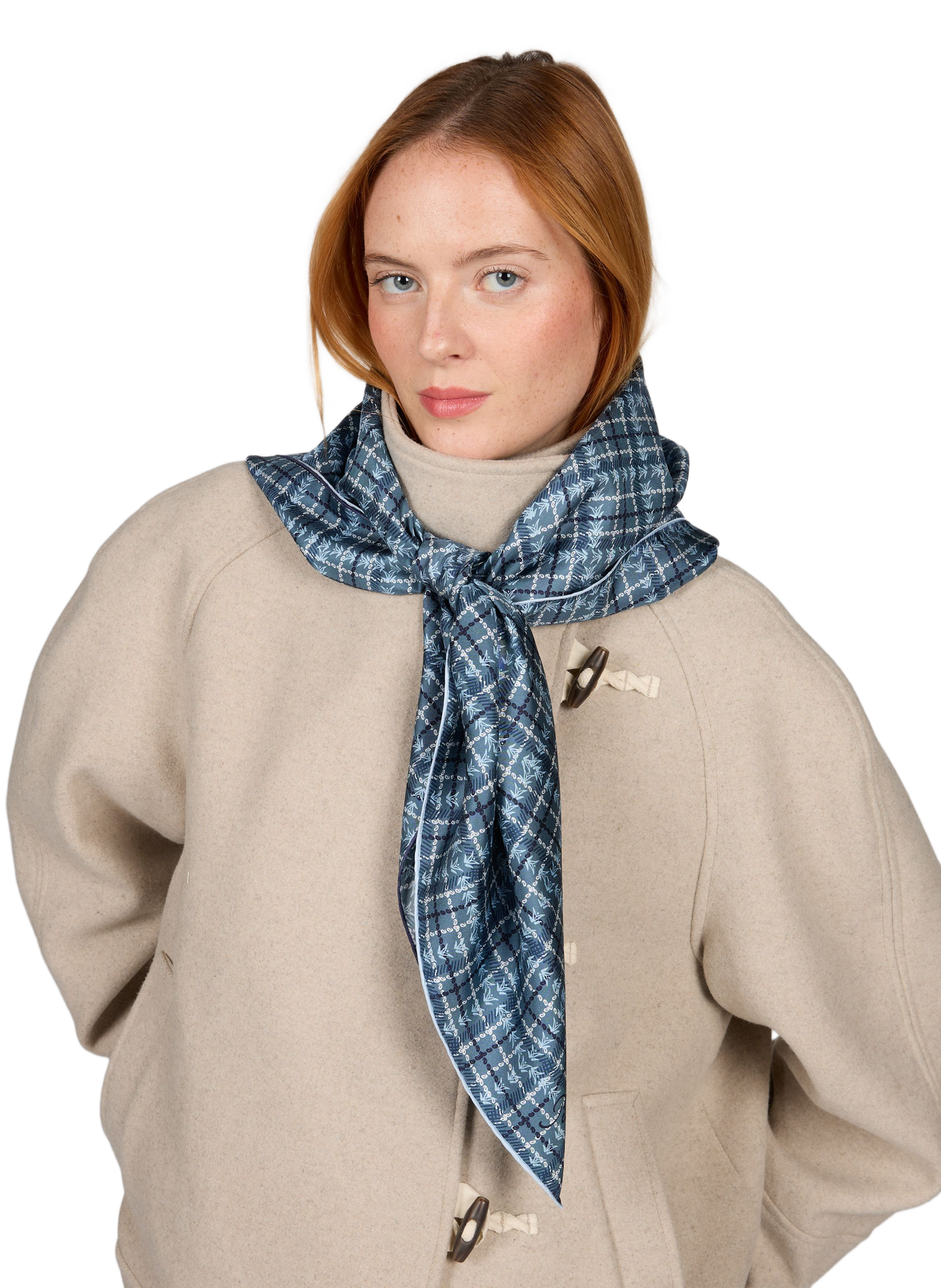 Schal mit Muster und Fransen PETRUSSE Blau