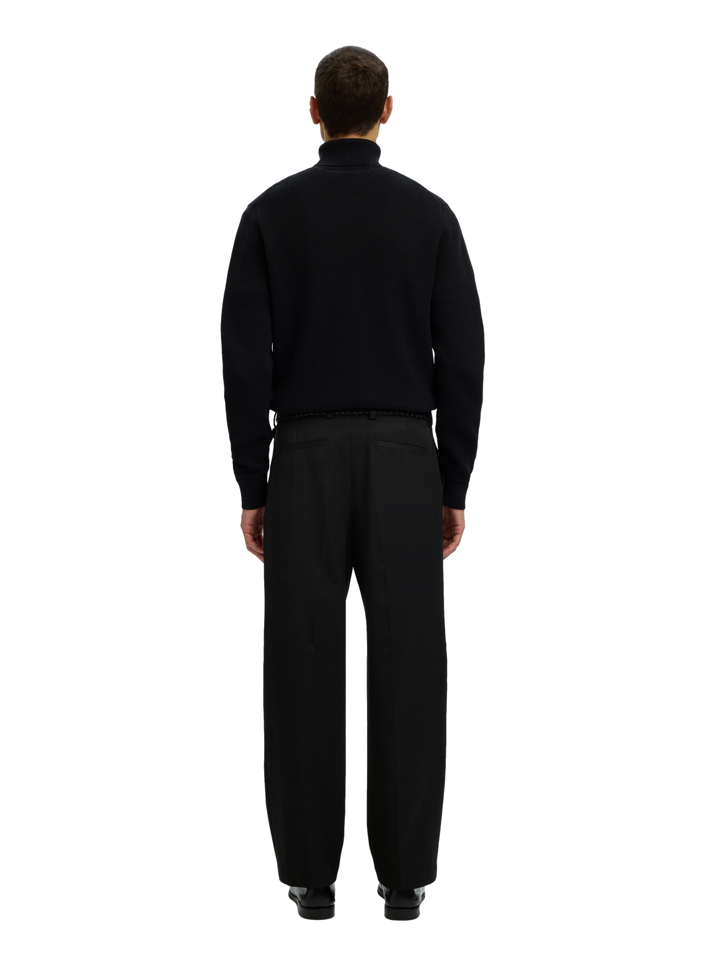 Gerade geschnittene Hose aus Wolle und Baumwolle SELECTED Schwarz