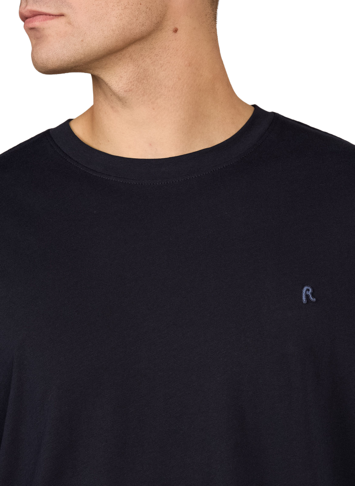 Plain T-shirt with embroidered logo in cotton REPLAY Blue