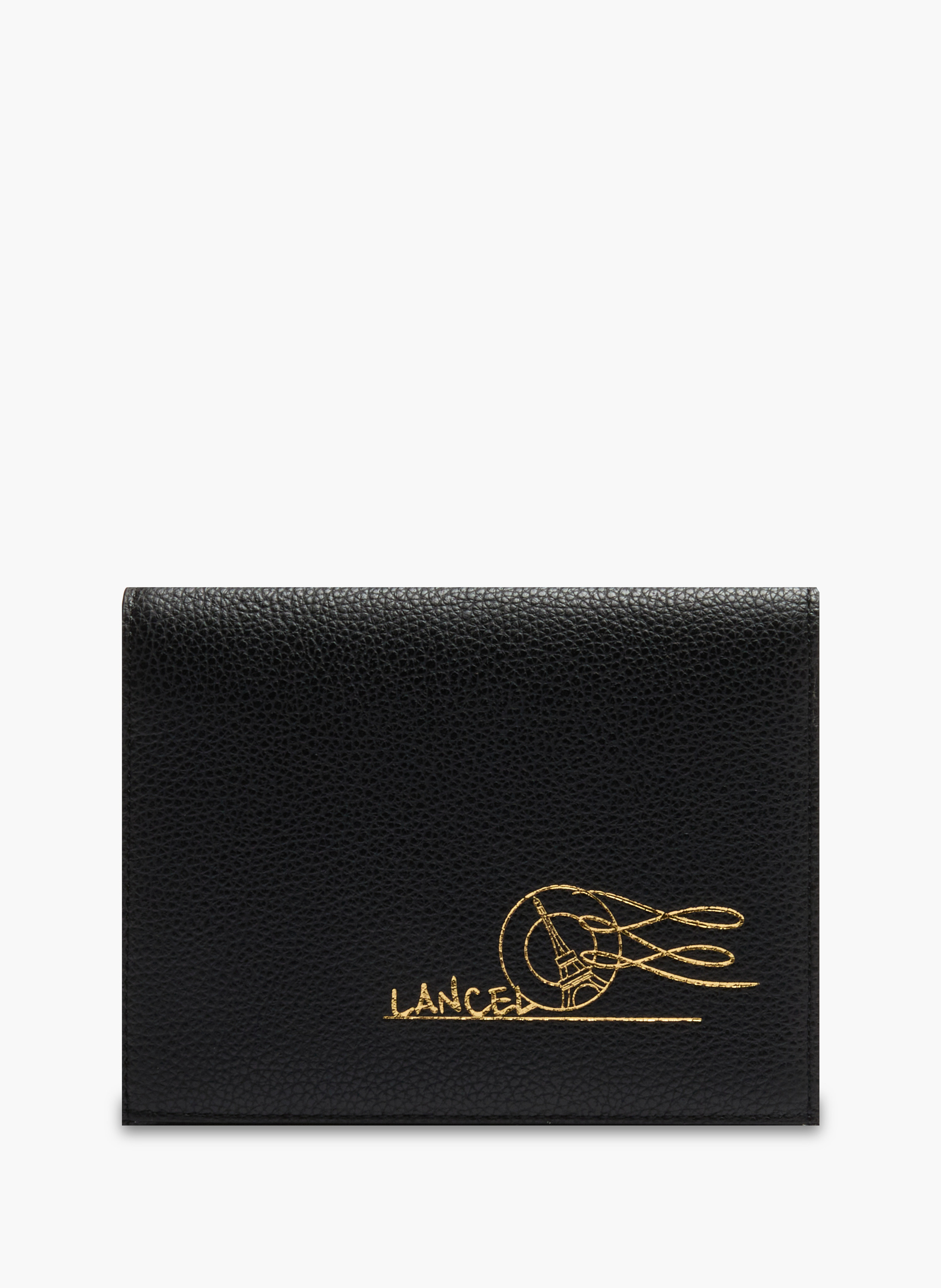 Enveloppe rabat m enveloppe de lancel en cuir LANCEL Noir