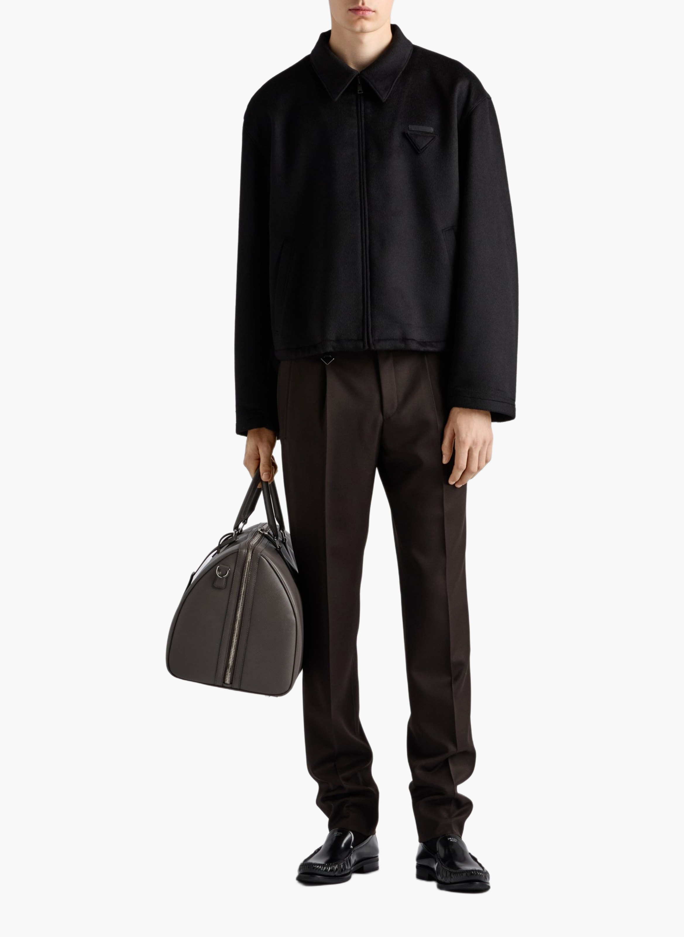 Blouson en laine mélangée PRADA Noir