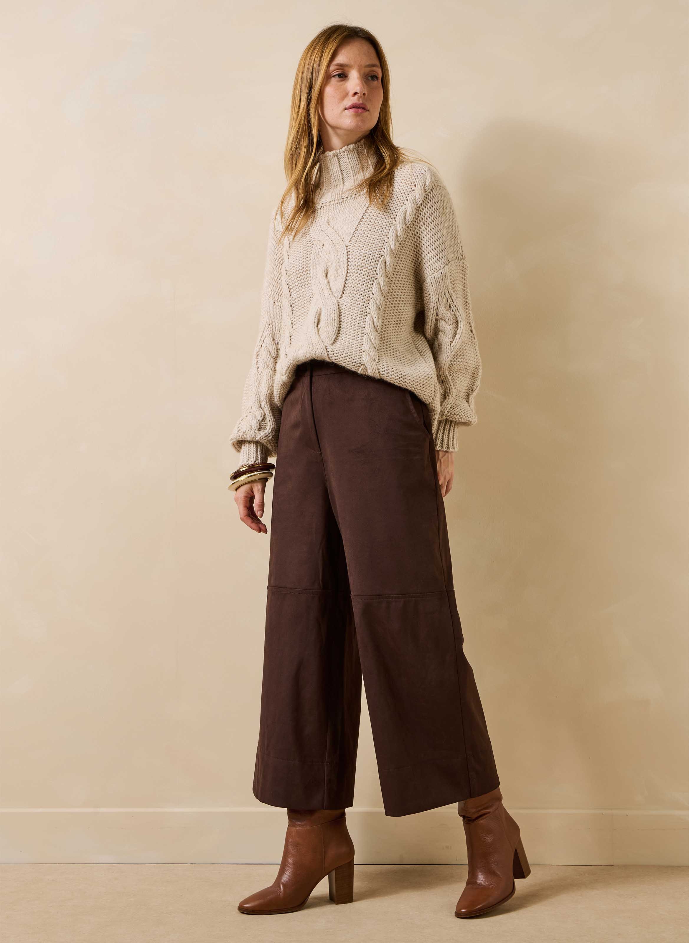 Wijde hoge taille broek LA FEE MARABOUTEE Bruin