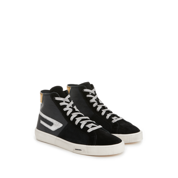 Diesel Leather High-top Trainers In Black