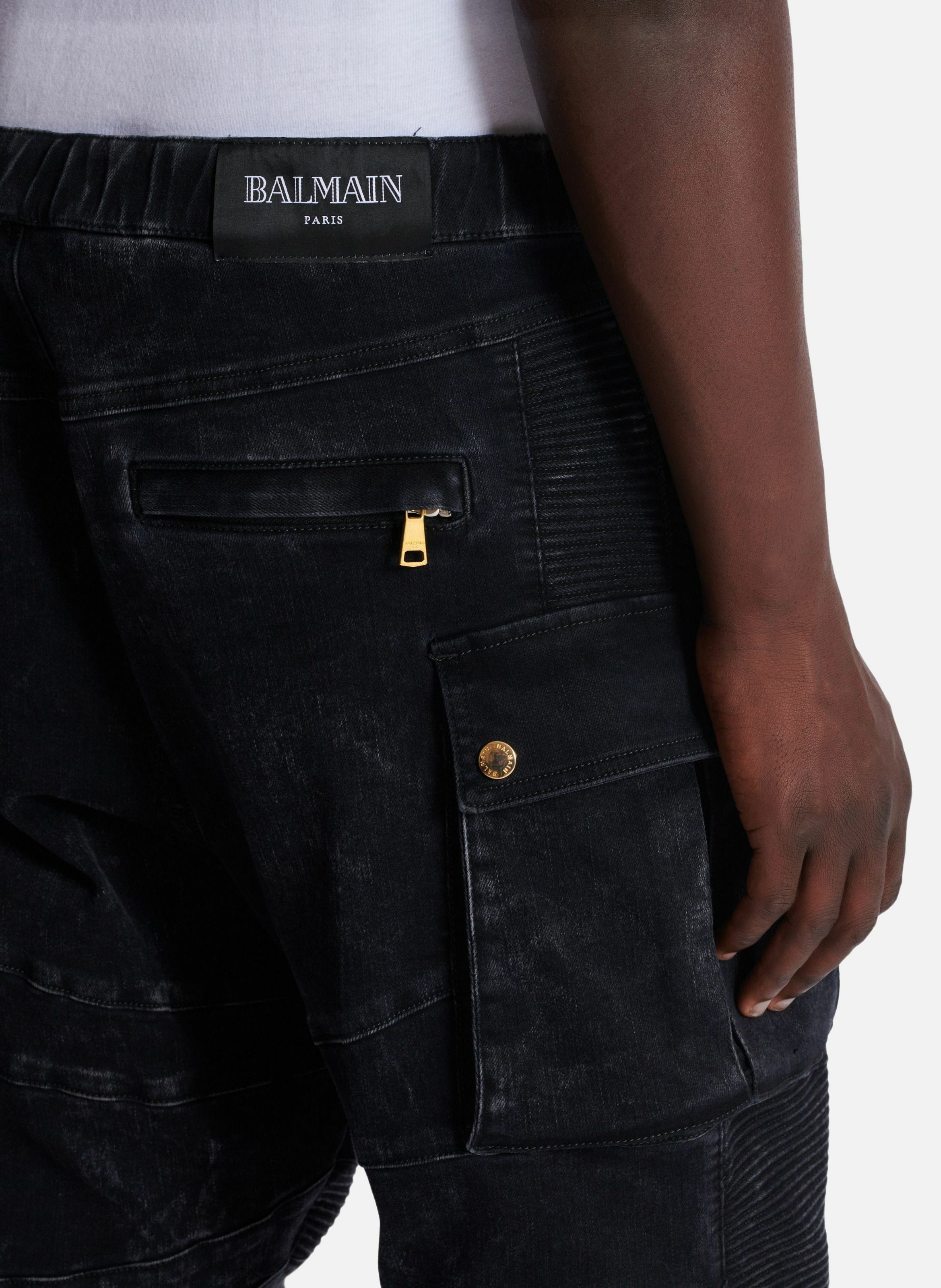 Jean cargo en denim BALMAIN Noir