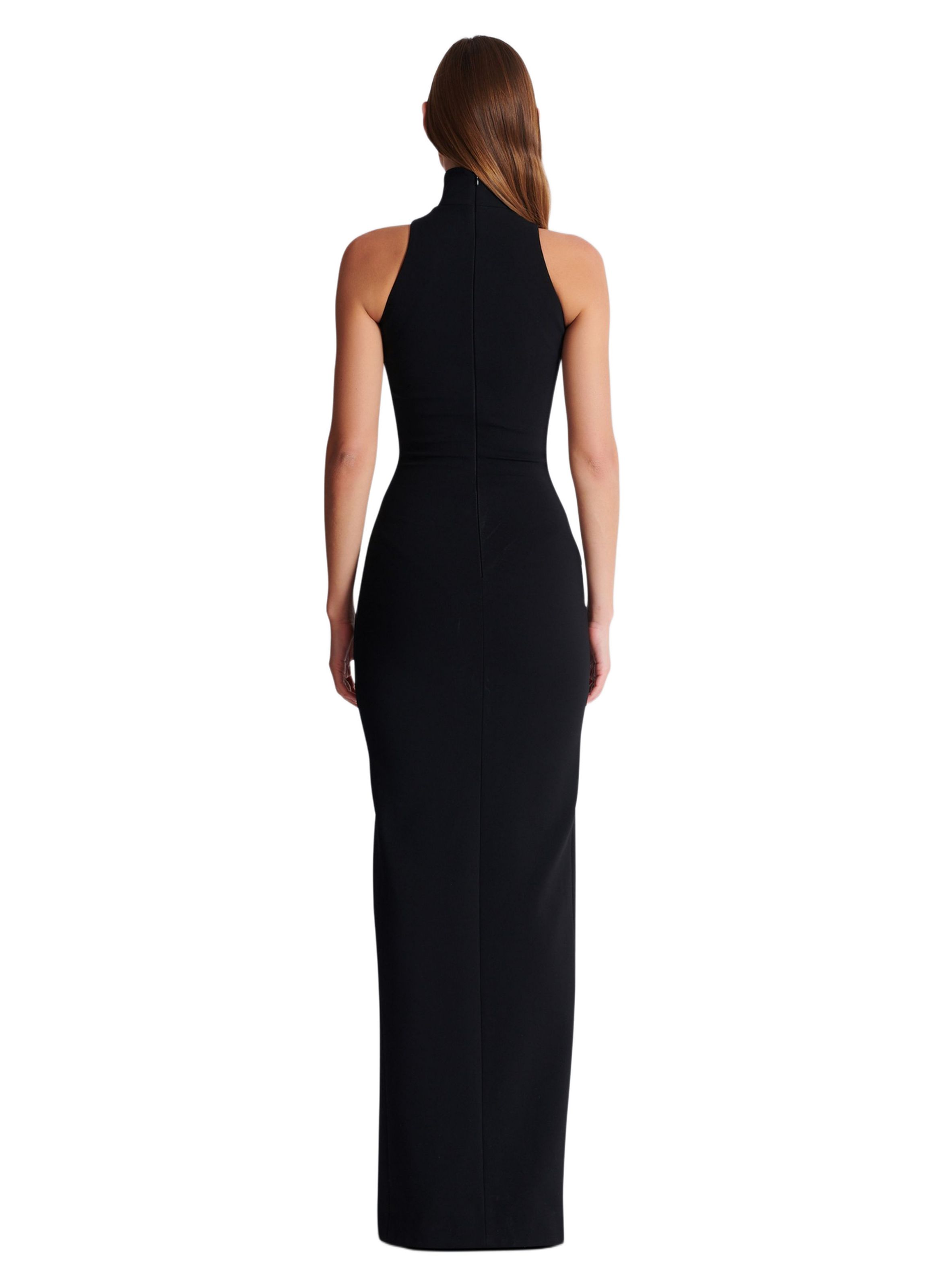 Robe longue fendue avec broderie BALMAIN Noir