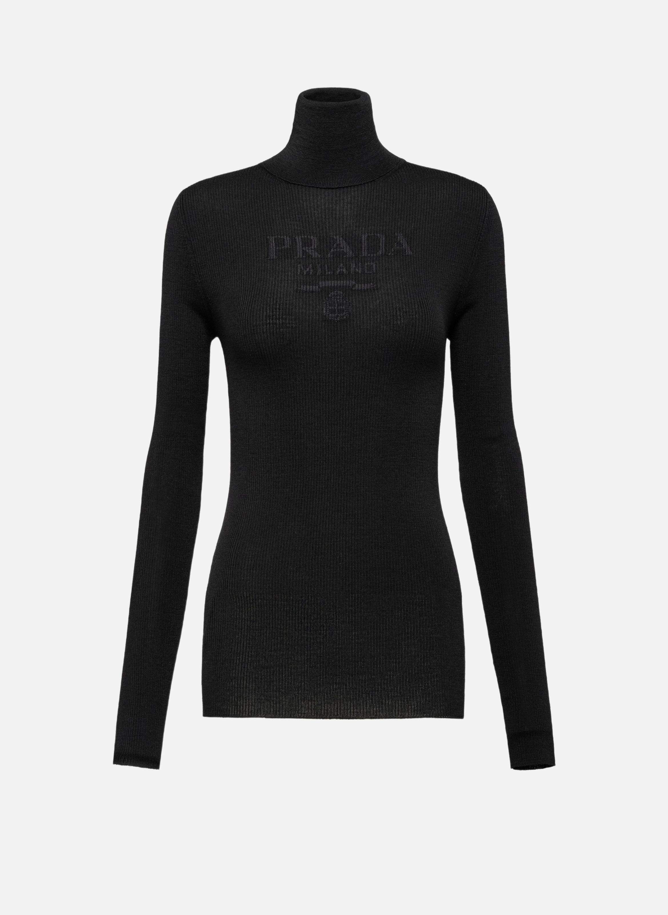 Pull à col roulé en laine extra fine PRADA Noir
