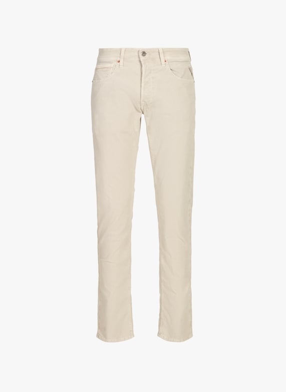 Pantalon slim en velours côtelé en coton mélangé | Beige by REPLAY Pantalon slim en velours côtelé en coton mélangé Beige