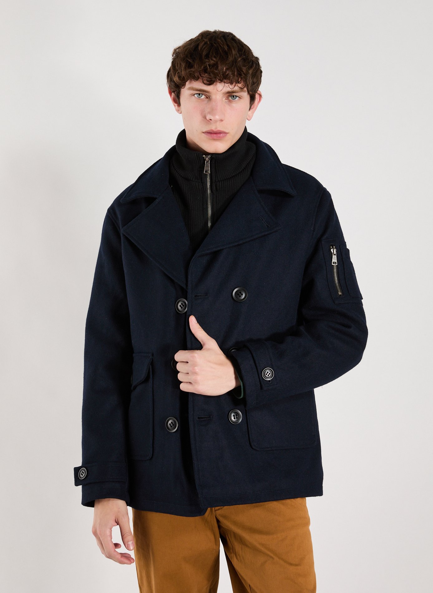BOMBERS ORIGINAL Mixed Wool Taylor Peacoat Blue
