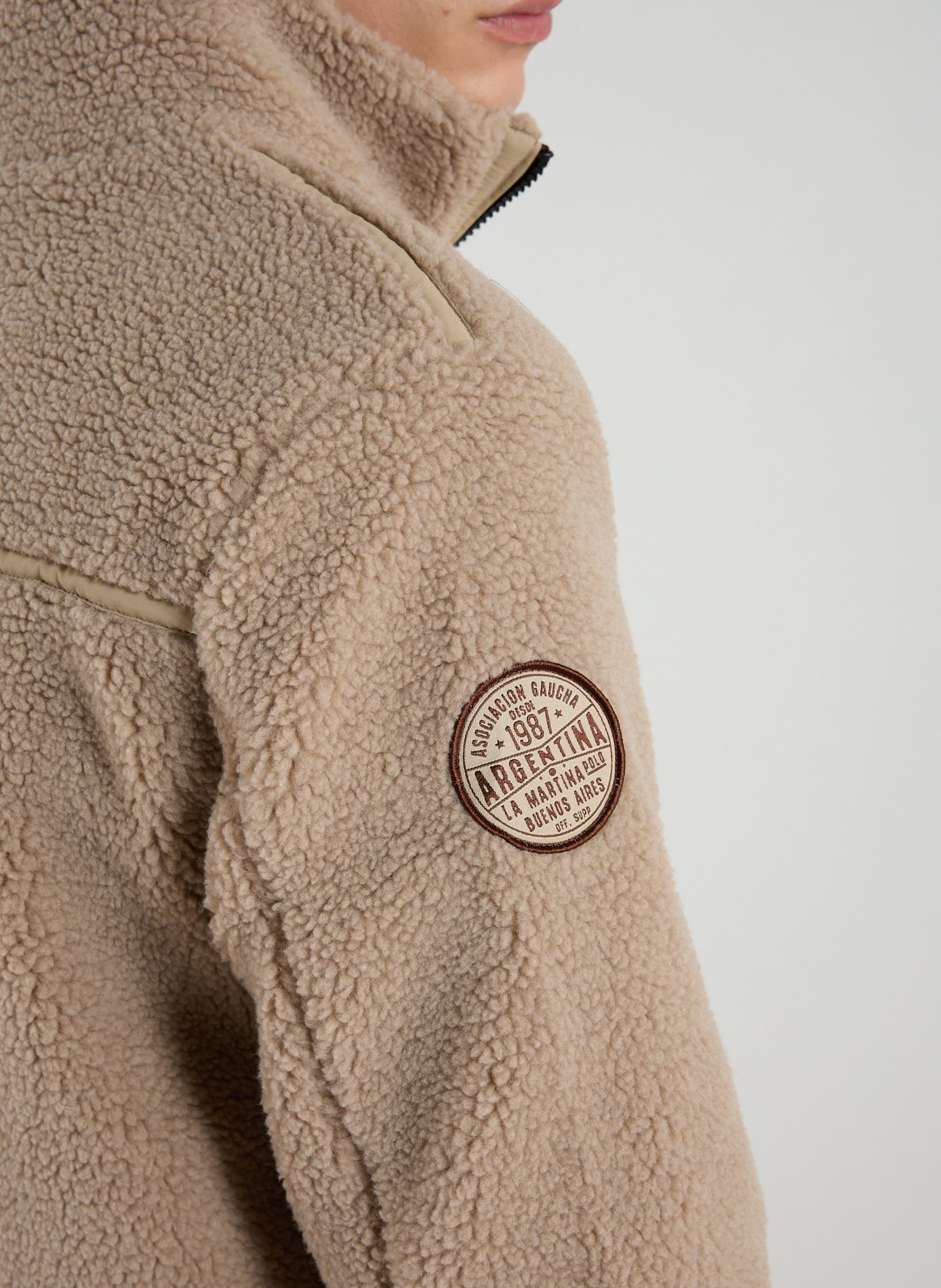 Blouson effet teddy à col montant LA MARTINA Beige