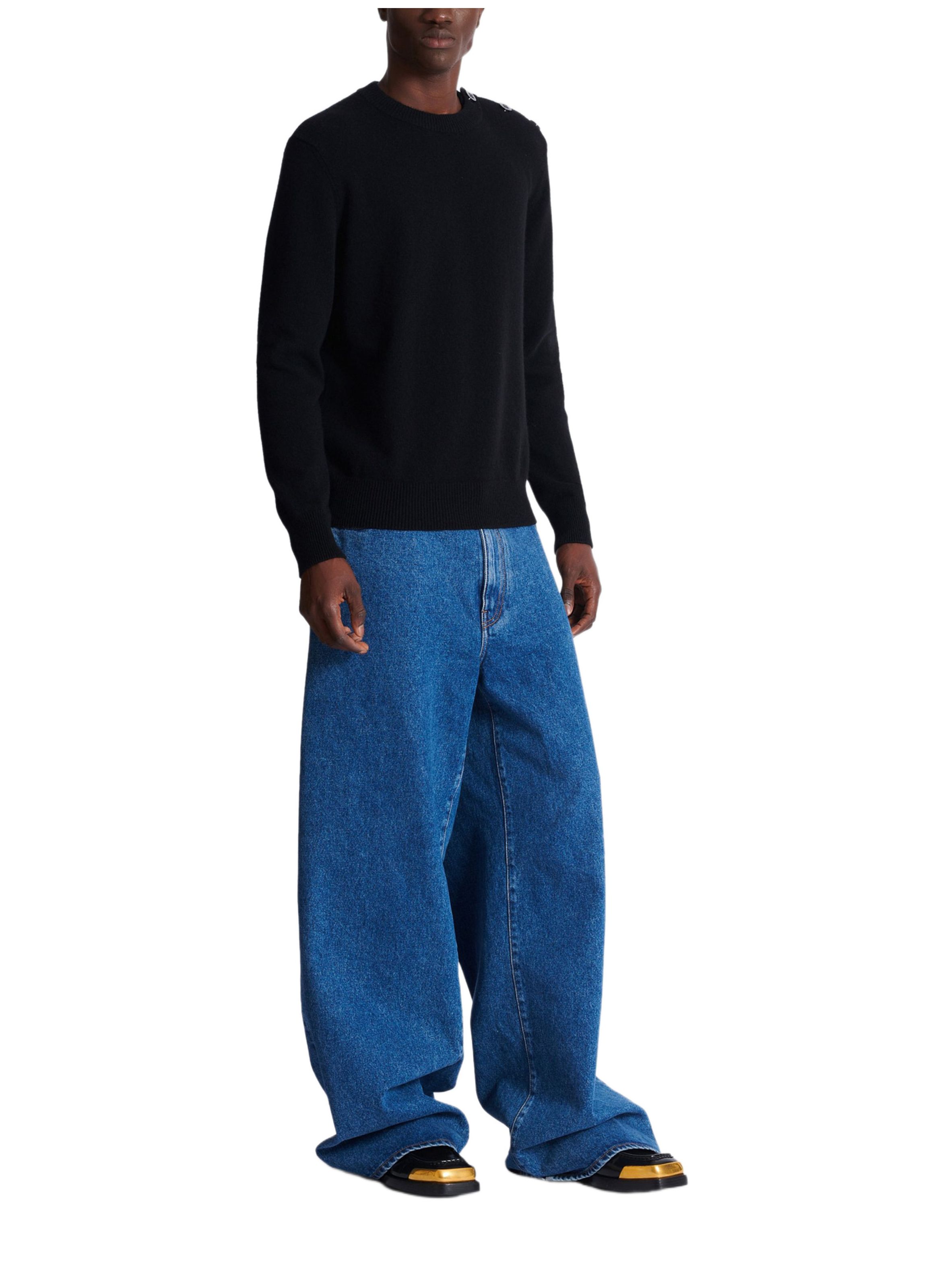 Pull fin en éco-cachemire BALMAIN Noir