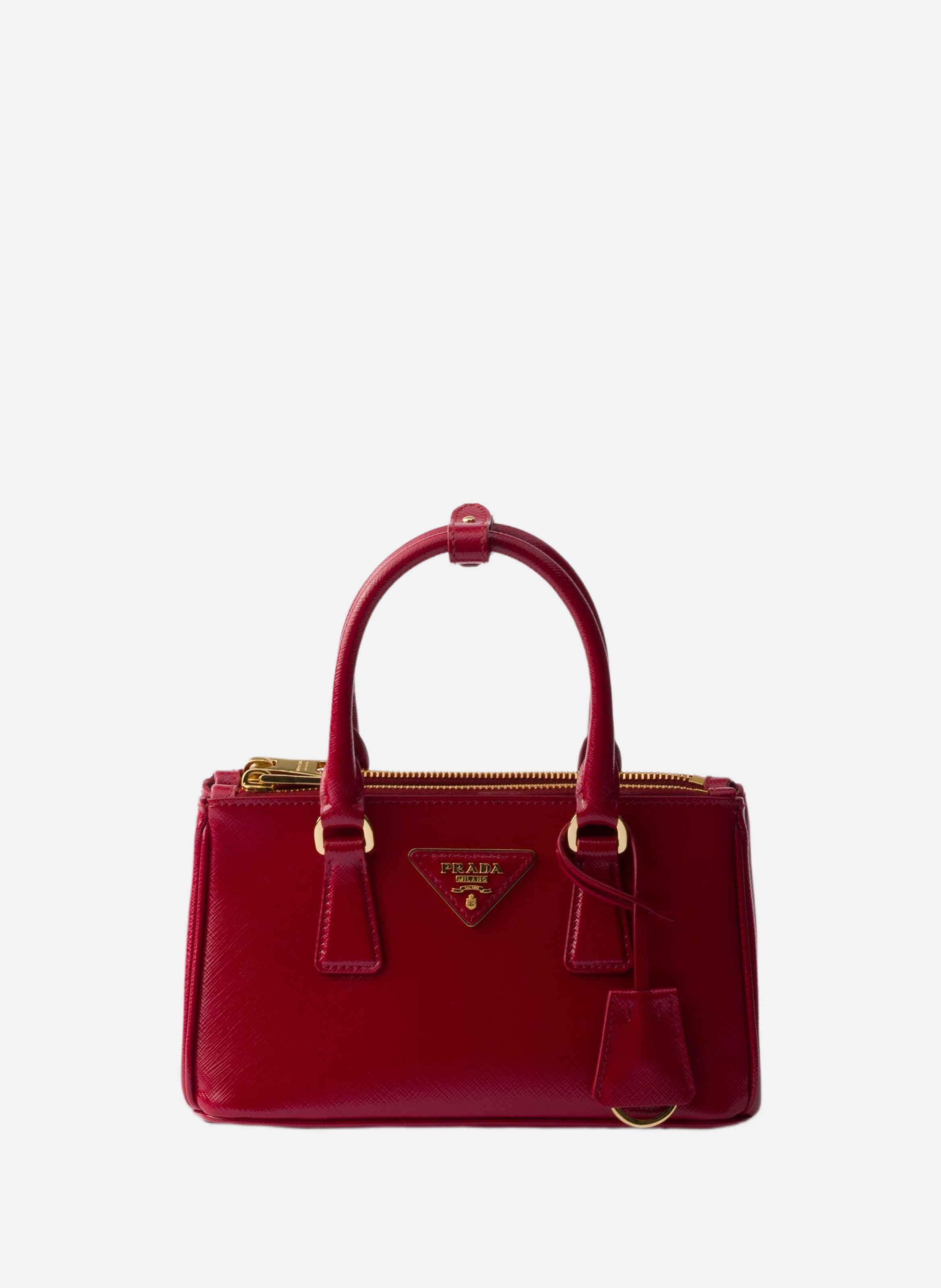 Mini sac prada galleria en cuir saffiano verni PRADA Rouge